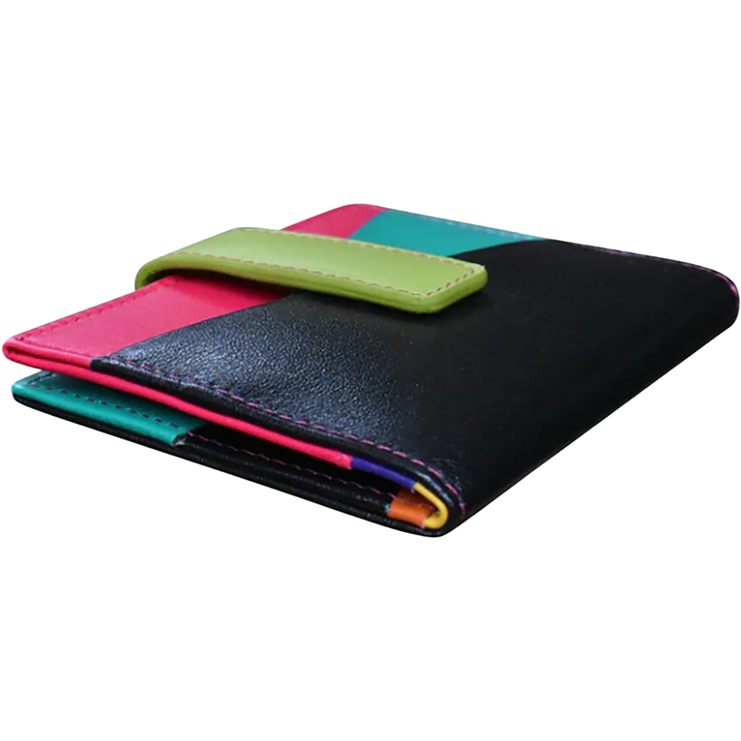 Womens Ili new york ili New York Mini Asymmetric Card Wallet with Tab Wallet Black Bright Black Bright