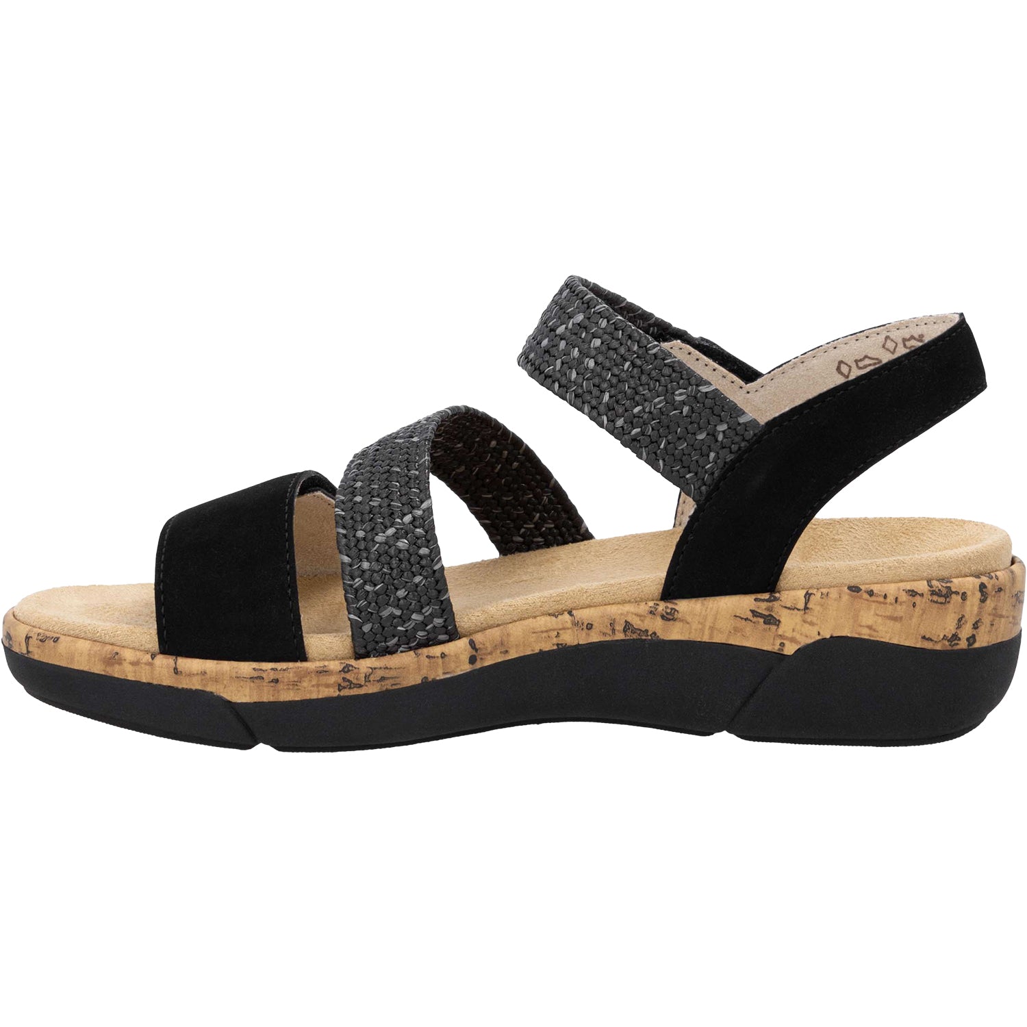Womens Remonte Remonte R6861-02 Women's Sandals Black Woven Stretch Black Woven Stretch
