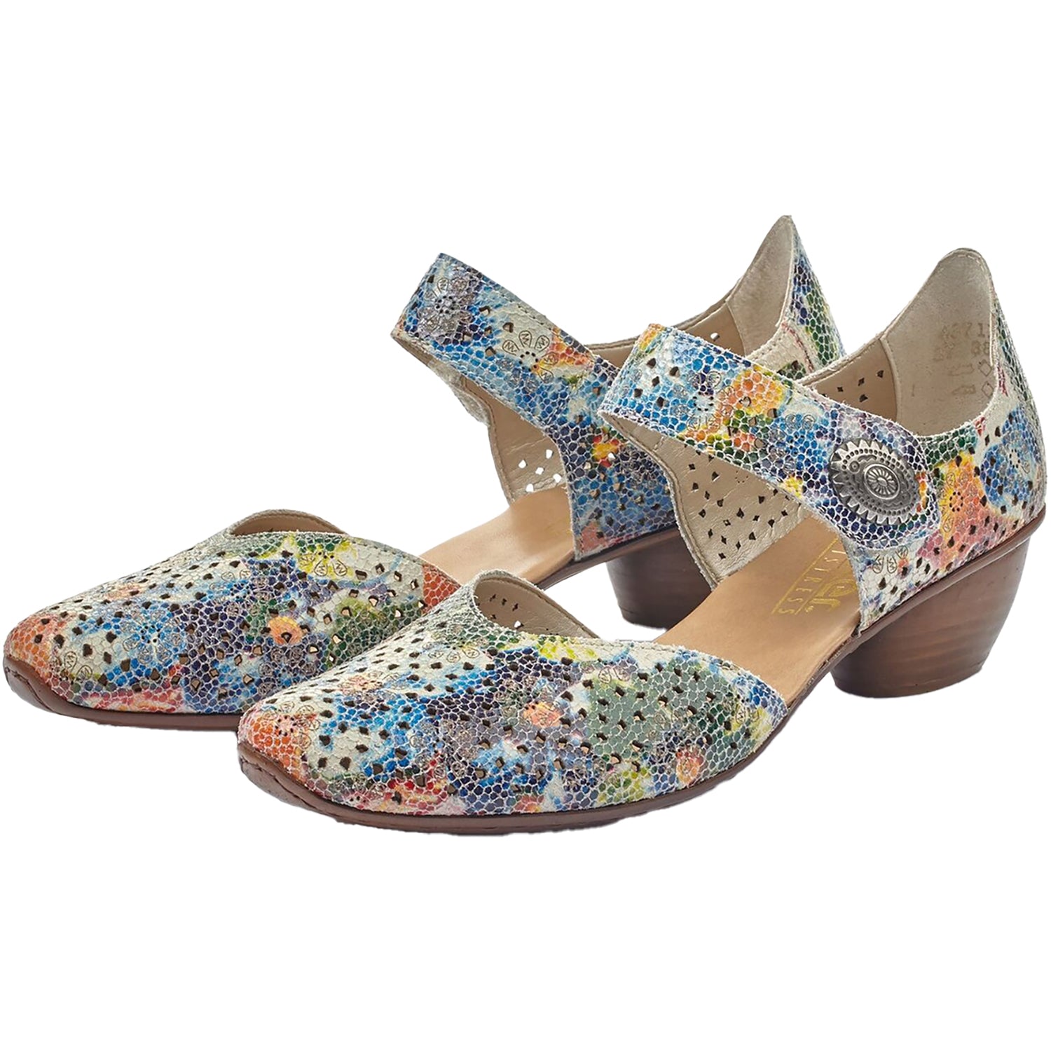 Womens Rieker Rieker 43711-90 Mirjam 11 Women's Mary Janes Ice Multi Suede Ice Multi Suede