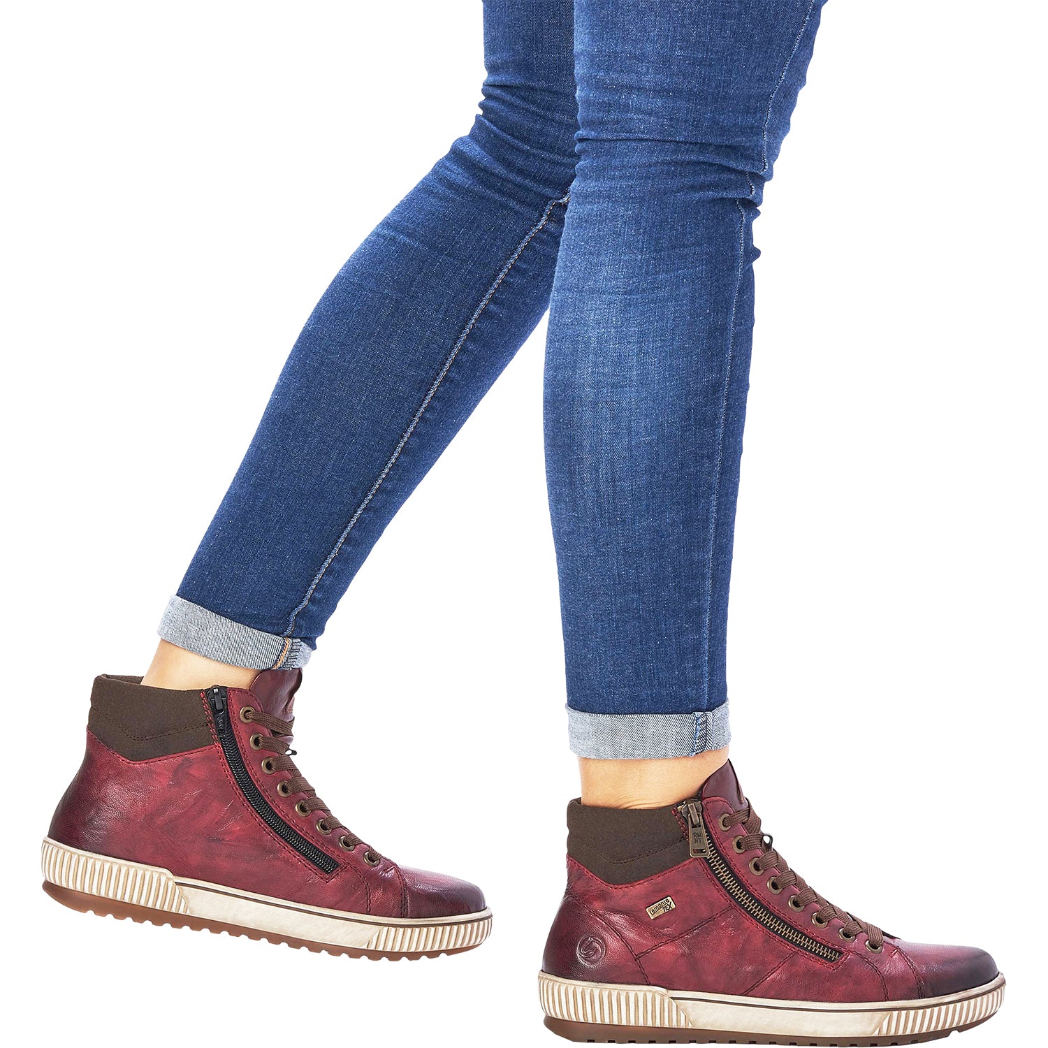 Womens Remonte Remonte D0772-35 Maditta 72 Women's High Top Sneakers Chianti/Moro/Burgundy Leather Chianti/Moro/Burgundy Leather