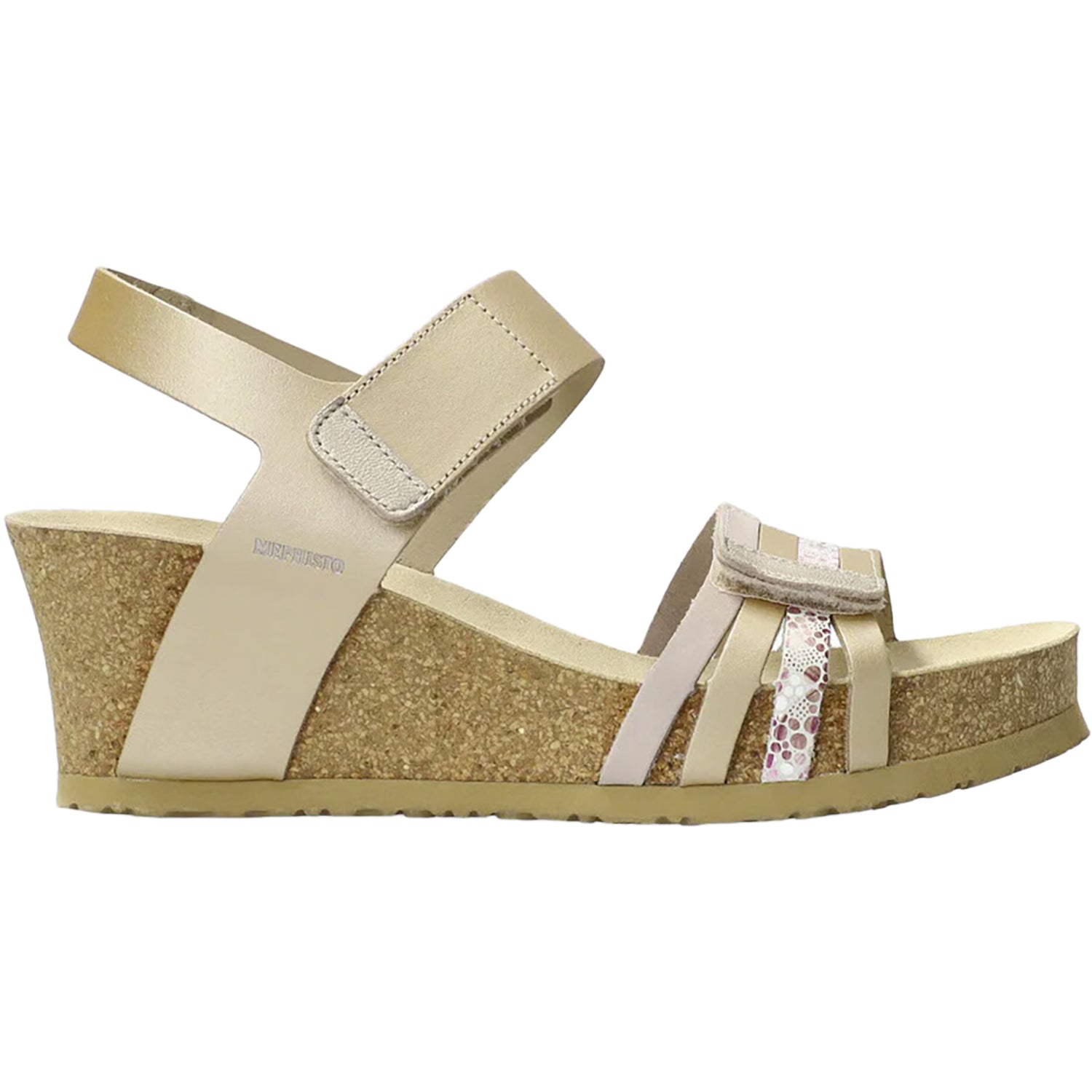 Womens Mephisto Mephisto Lucia Women's Wedge Heel Sandals Platinum Leather Platinum Leather