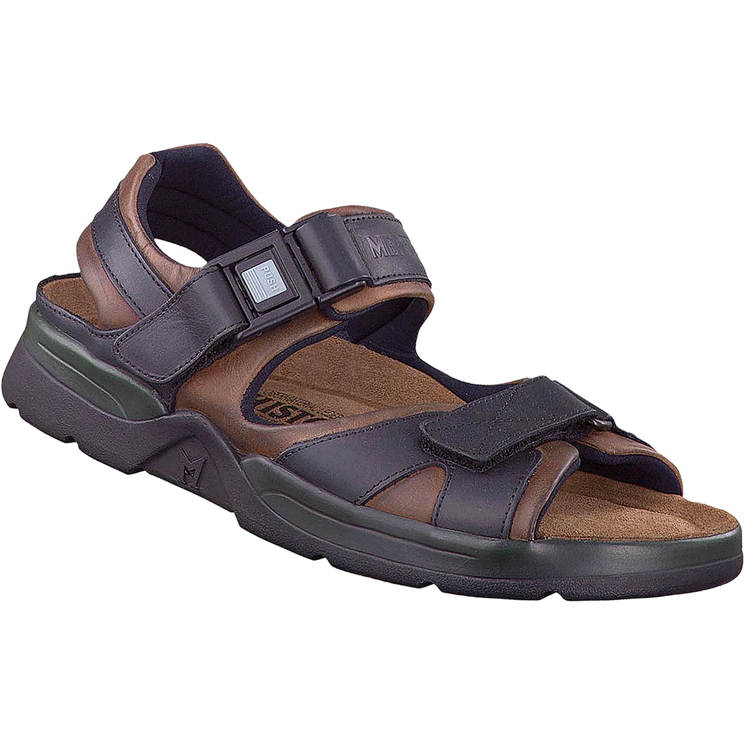 Mens Mephisto Mephisto Shark Men's Outdoor Sandals Brown/Black Leather Brown/Black Leather