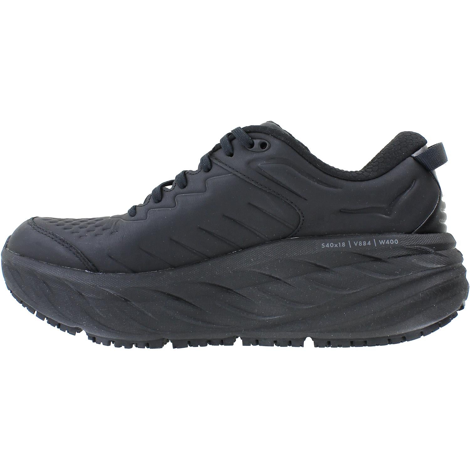 Mens Hoka one one Men's Hoka Bondi SR Black Leather (Neutral Support) Black Leather