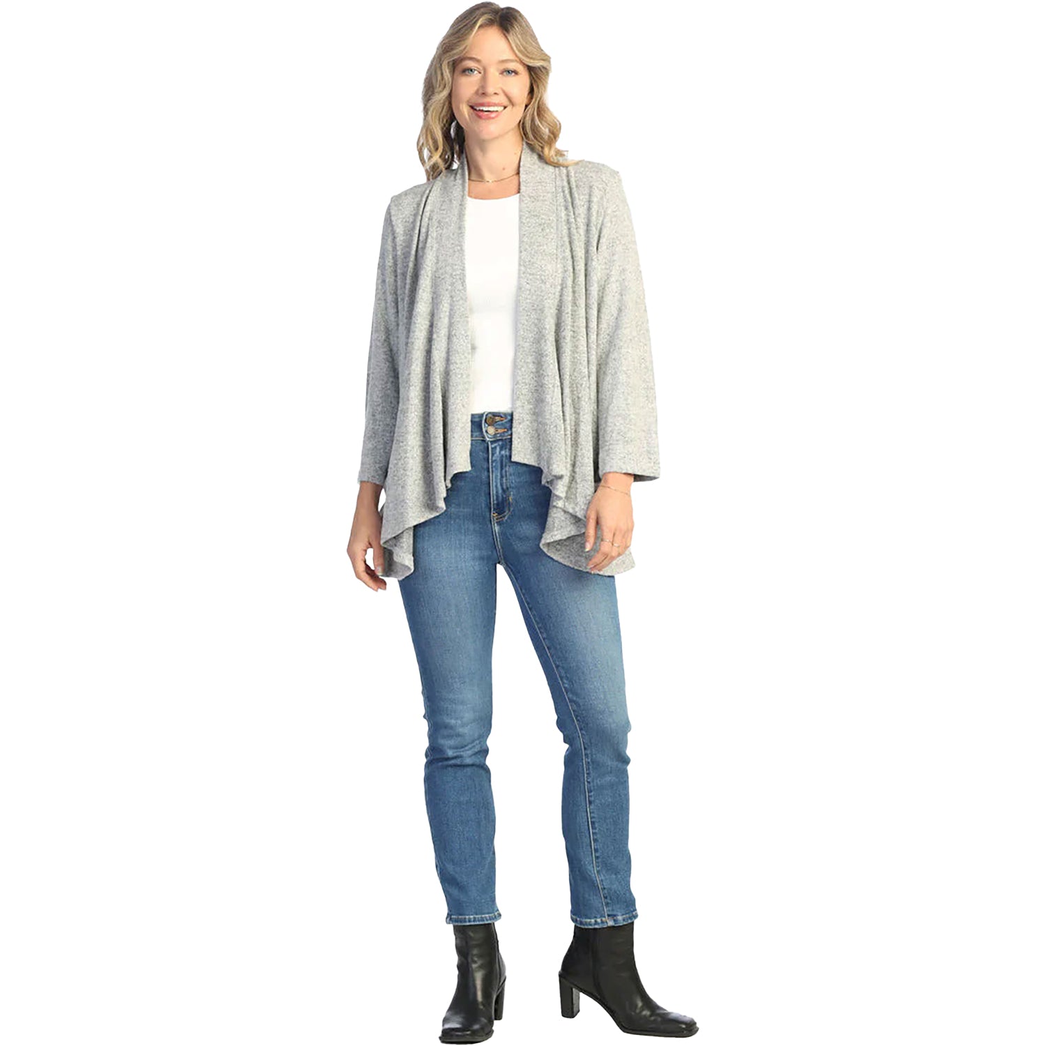 Womens Jess & jane Jess & Jane Draped Cardigan Women's Outerwear Heathered Grey Heathered Grey