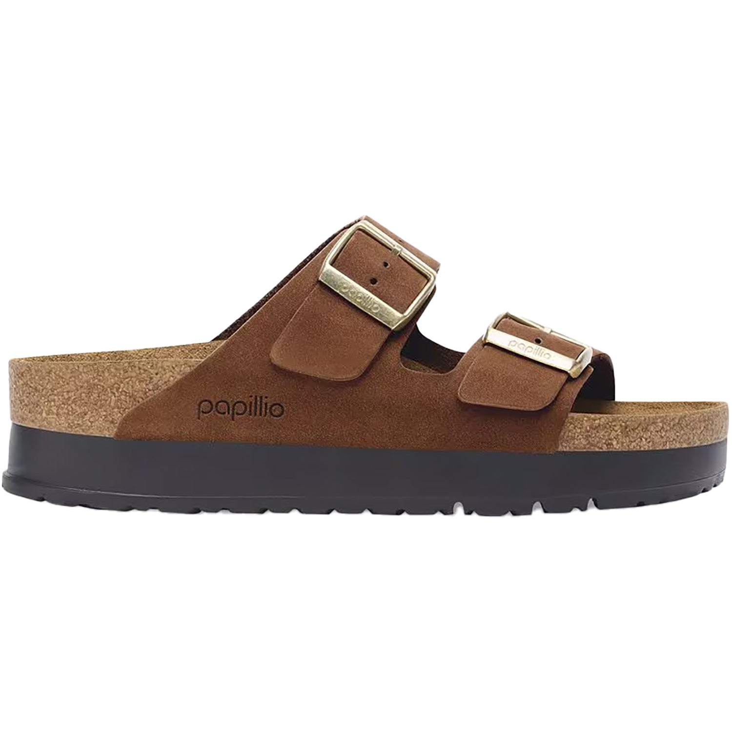 Womens Birkenstock Birkenstock Arizona Platform Women's Sandals Dark Tea Nubuck Dark Tea Nubuck