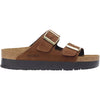 Womens Birkenstock Birkenstock Arizona Platform Women's Sandals Dark Tea Nubuck Dark Tea Nubuck