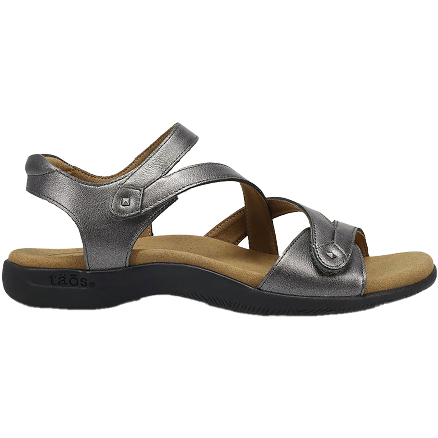 Womens Taos Taos Big Time Women's Ankle Strap Sandals Pewter Leather Pewter Leather