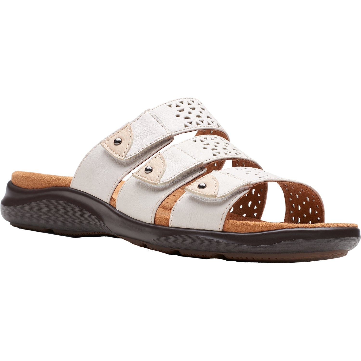 Womens Clarks Clarks Kitly Walk Women's Slide Sandals White Leather White Leather