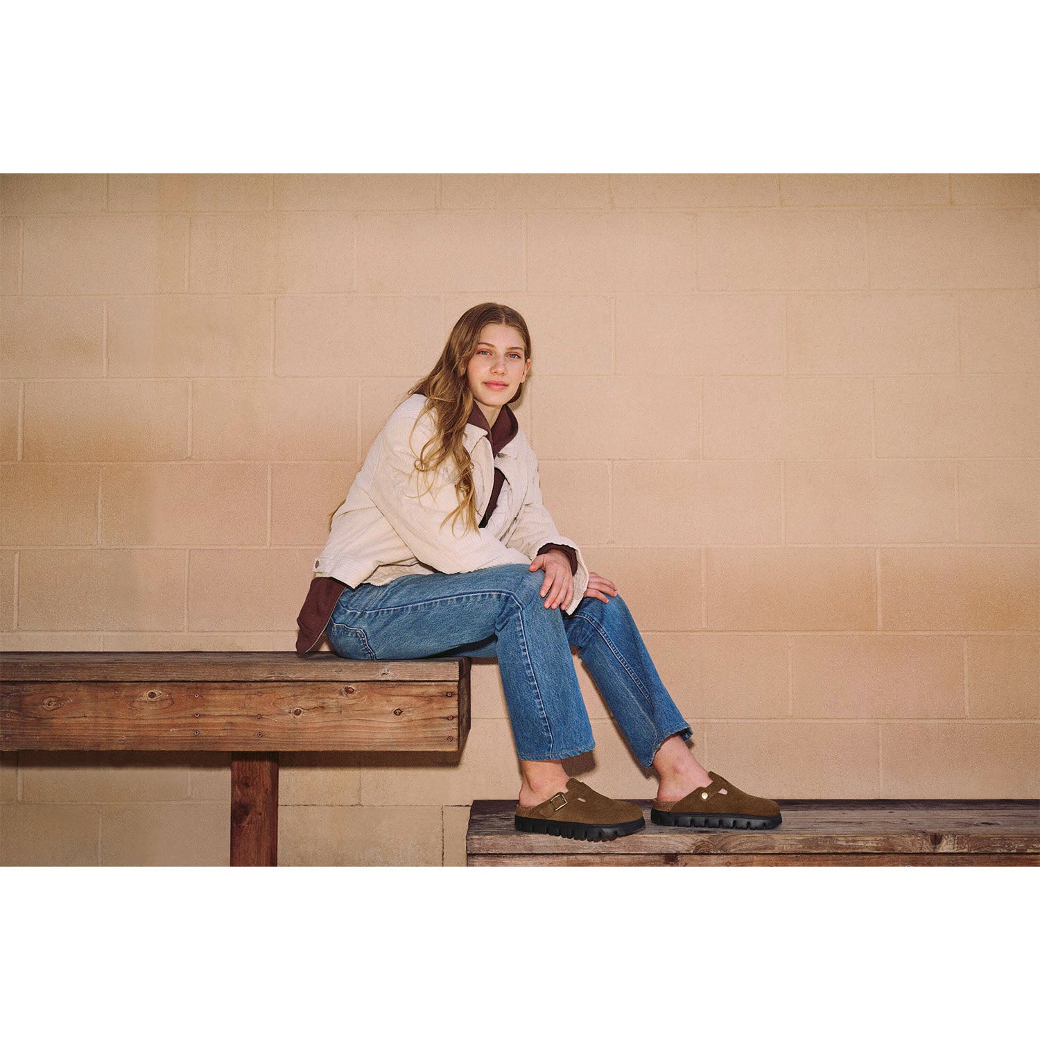 Womens Birkenstock Women's Birkenstock Boston Chunky Dark Tea Suede Dark Tea Suede