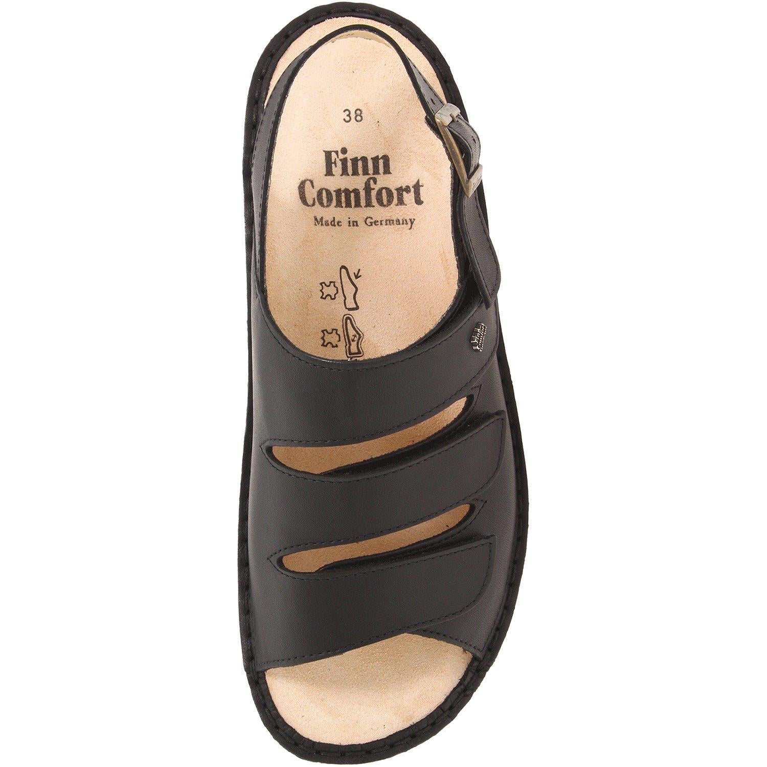 Womens Finn comfort Finn Comfort Sylt Soft Women's Backstrap Sandals Black Nappa Leather Black Nappa Leather
