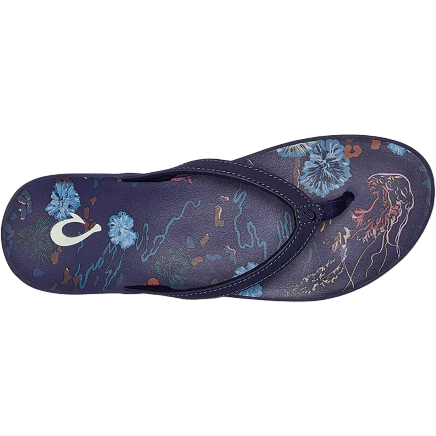Womens Olukai OluKai Puawe Women's Thong Beach Sandals Midnight Navy/Barrier Reef Synthetic Midnight Navy/Barrier Reef Synthetic