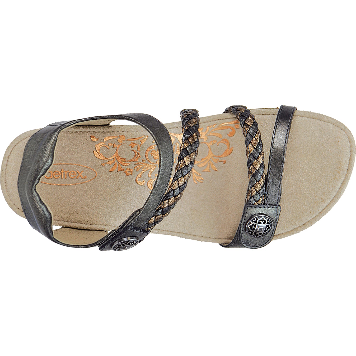 Womens Aetrex Women's Aetrex Jillian Gunmetal Leather Gunmetal Leather