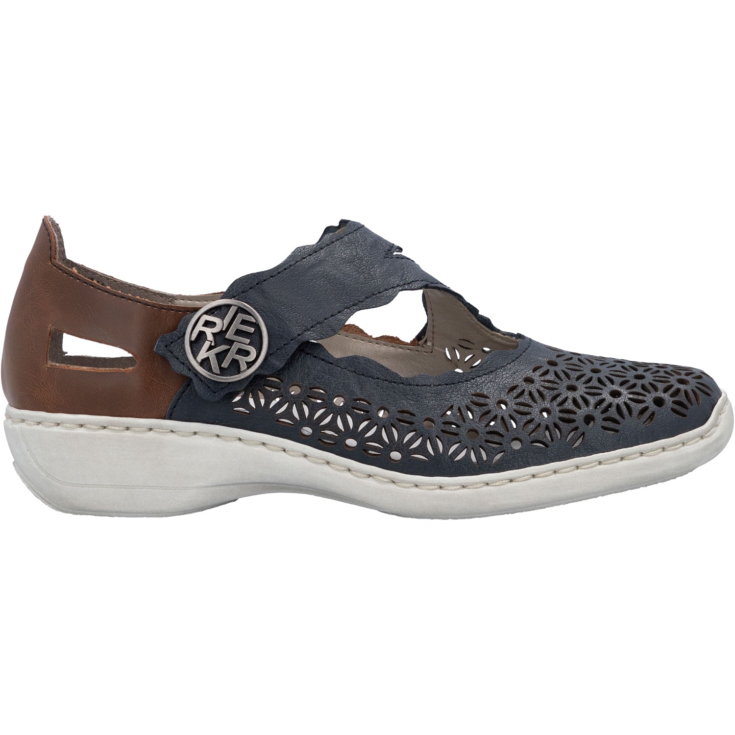Womens Rieker Rieker 413G4-14 Women's Mary Janes Traditional Pazifik/Mogano Leather Pazifik/Mogano Leather