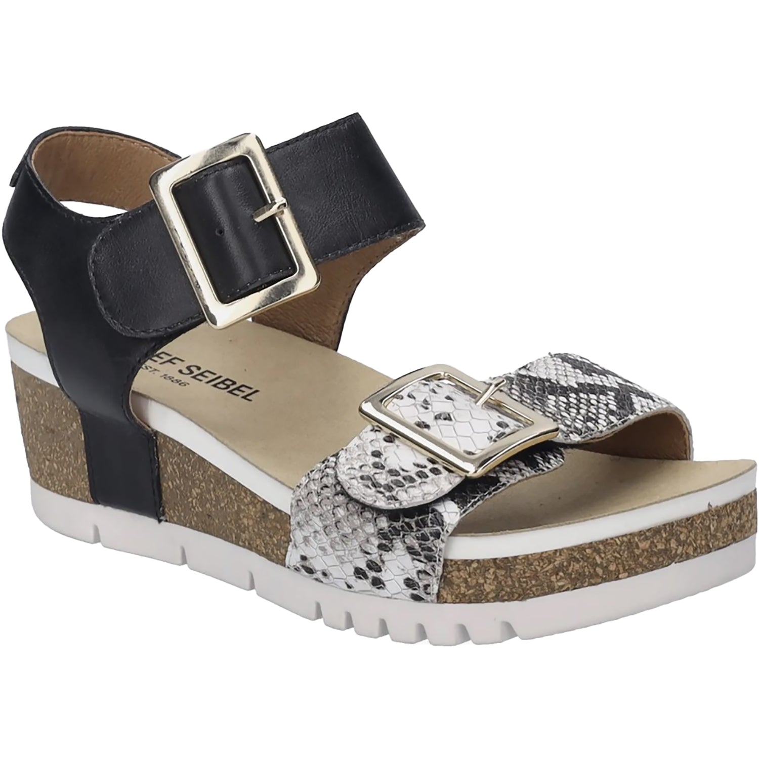 Womens Josef seibel Josef Seibel Quinn 02 Women's Wedges Black Snake Black Snake