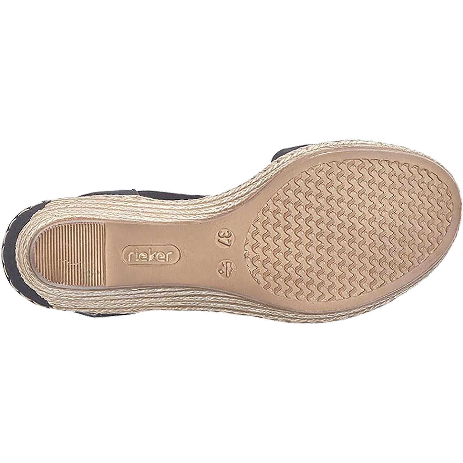 Womens Rieker Rieker 624H6-00 Fanni H6 Women's Wedge Sandals Black Marokko Synthetic Black Marokko Synthetic