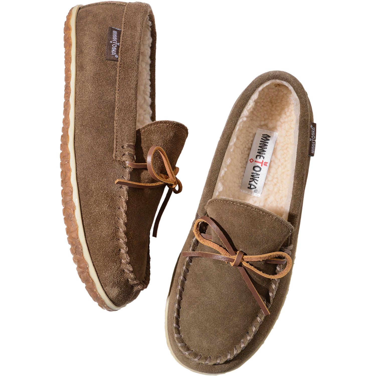 Mens Minnetonka Minnetonka Tomm Men's Slippers Autumn Brown W/R Suede Autumn Brown W/R Suede