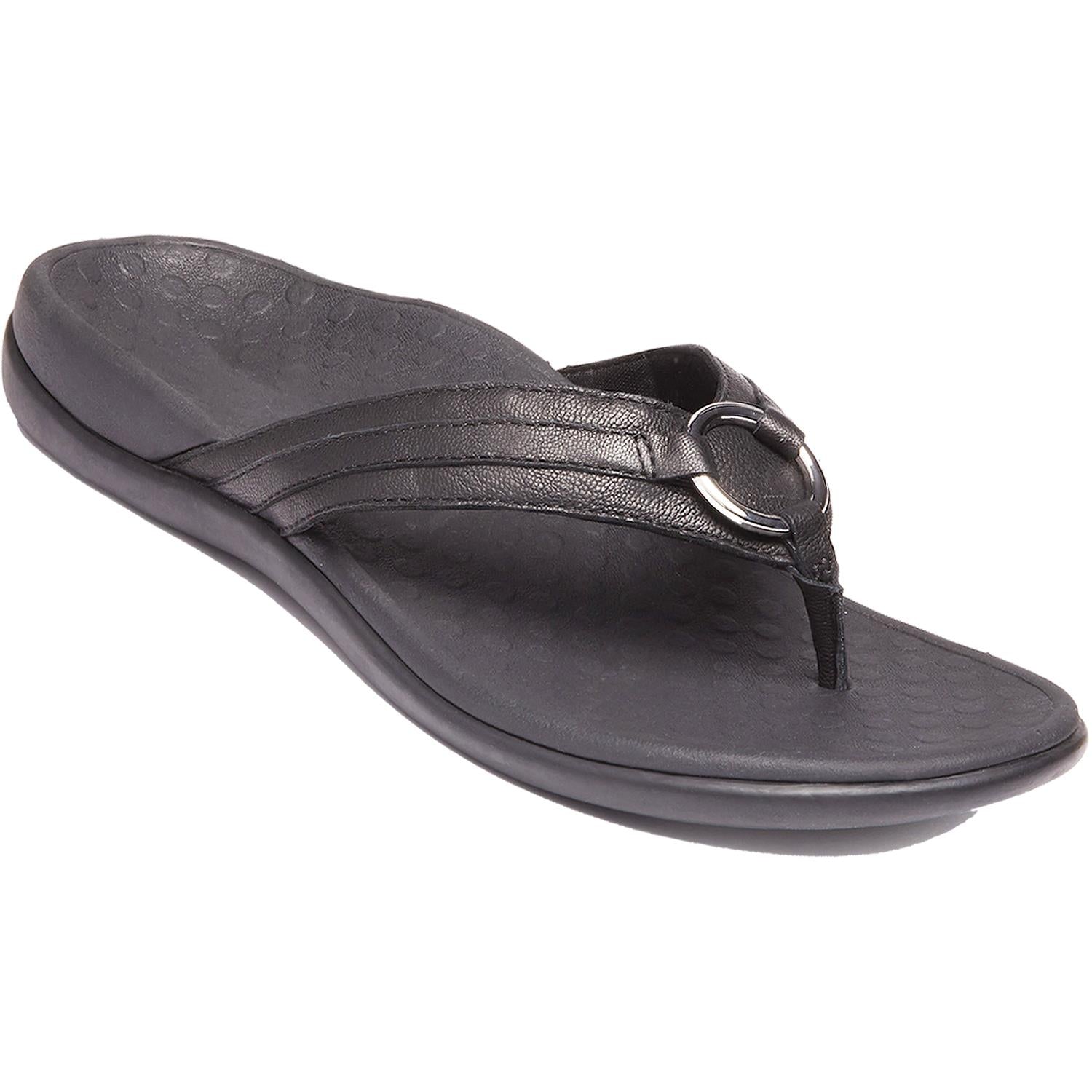 Womens Vionic Vionic Tide Aloe Women's Flip Flopss Black Leather Black Leather