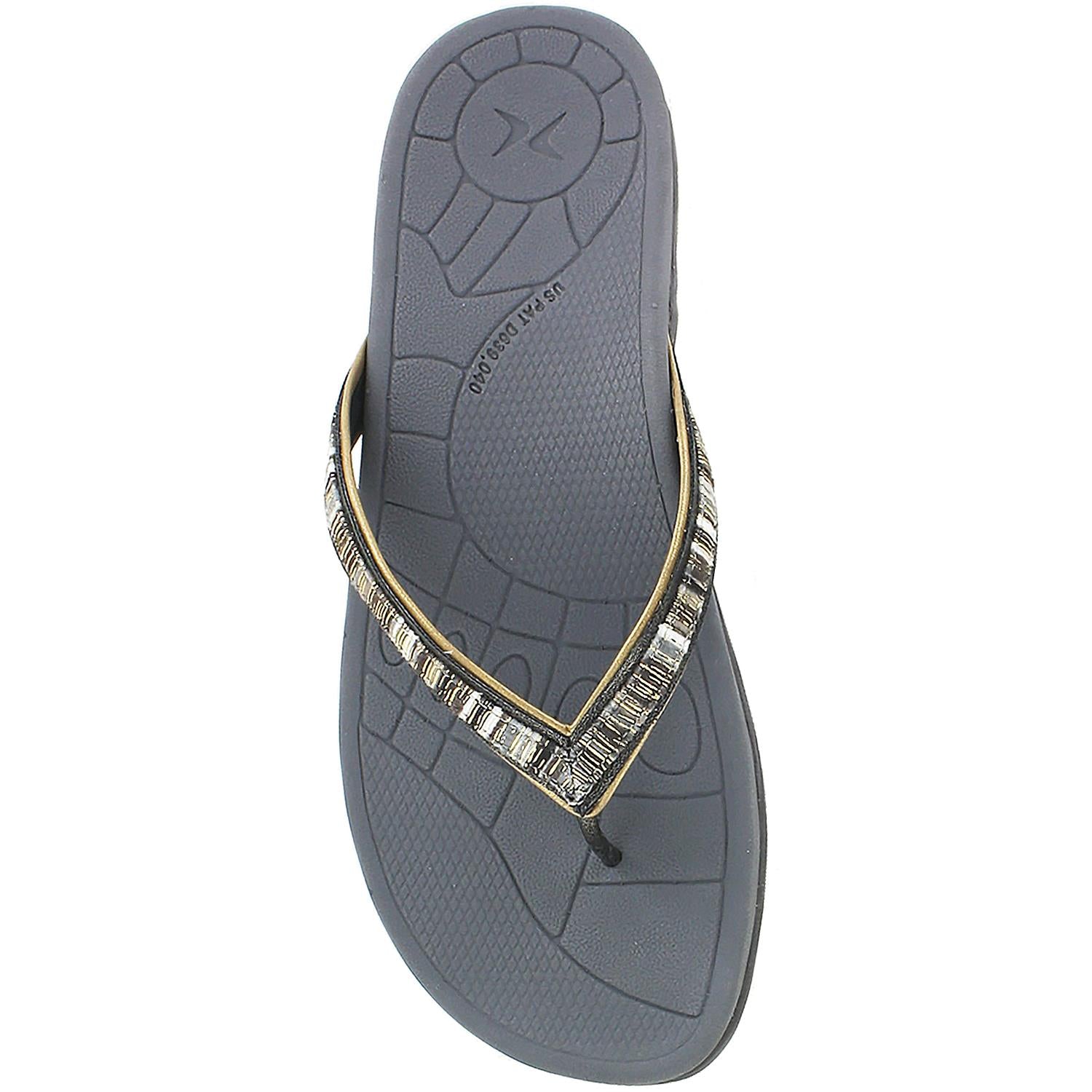 Womens Aetrex Aetrex Gwen Women's Flip Flopss Pewter Synthetic Pewter Synthetic