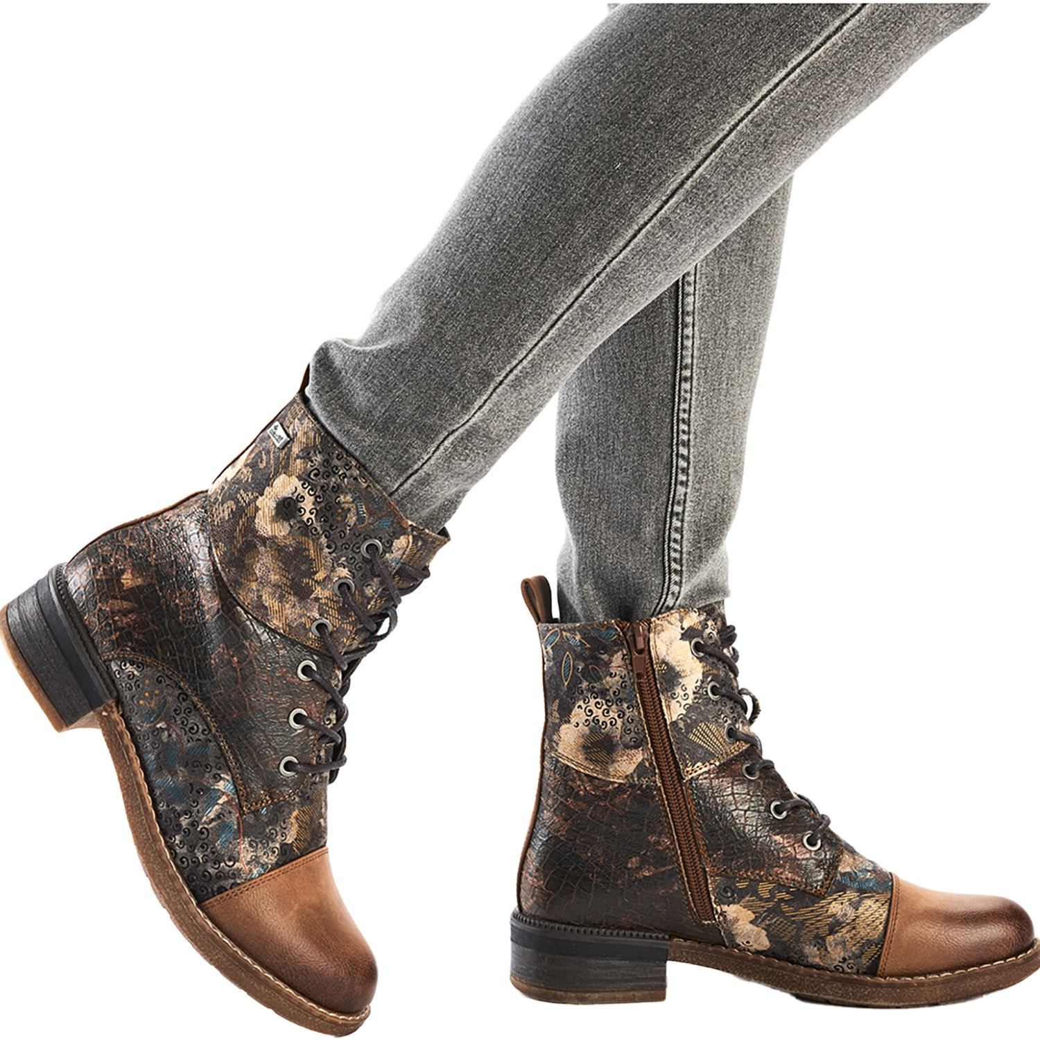 Womens Rieker Rieker 94611-90 Women's Boots Nuss/Rauch-Multi Synthetic Nuss/Rauch-Multi Synthetic