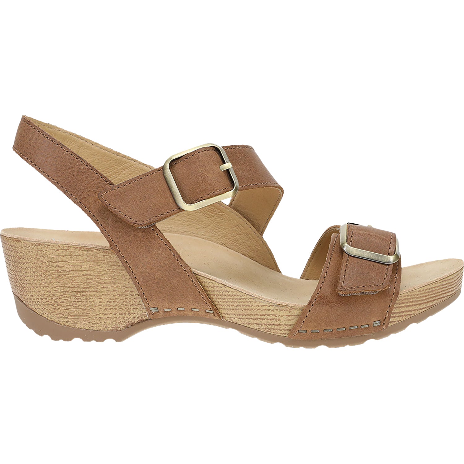 Womens Dansko Dansko Trinity Women's Wedge Sandals Tan Burnished Nubuck Tan Burnished Nubuck