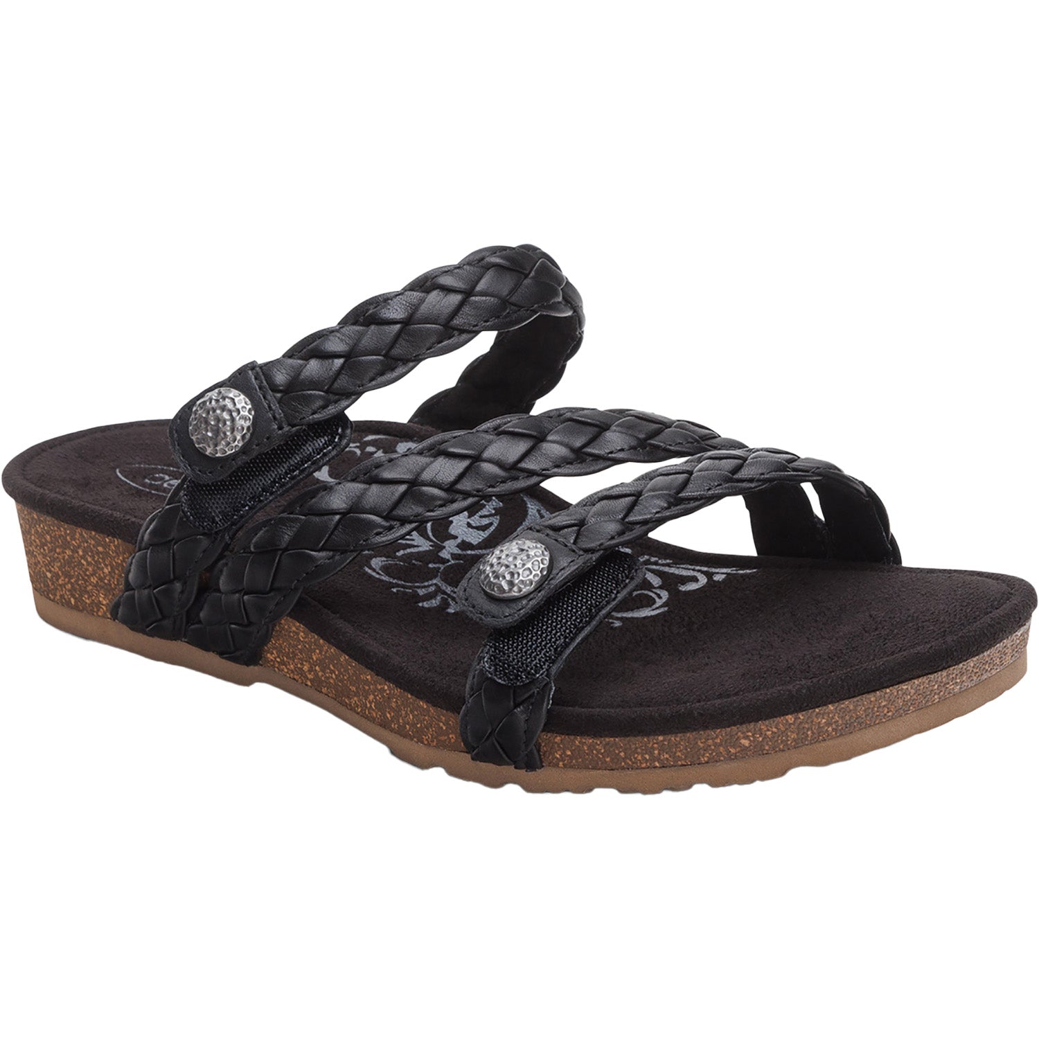 Womens Aetrex Aetrex Josie Braided Women's Slide Sandals Black Black