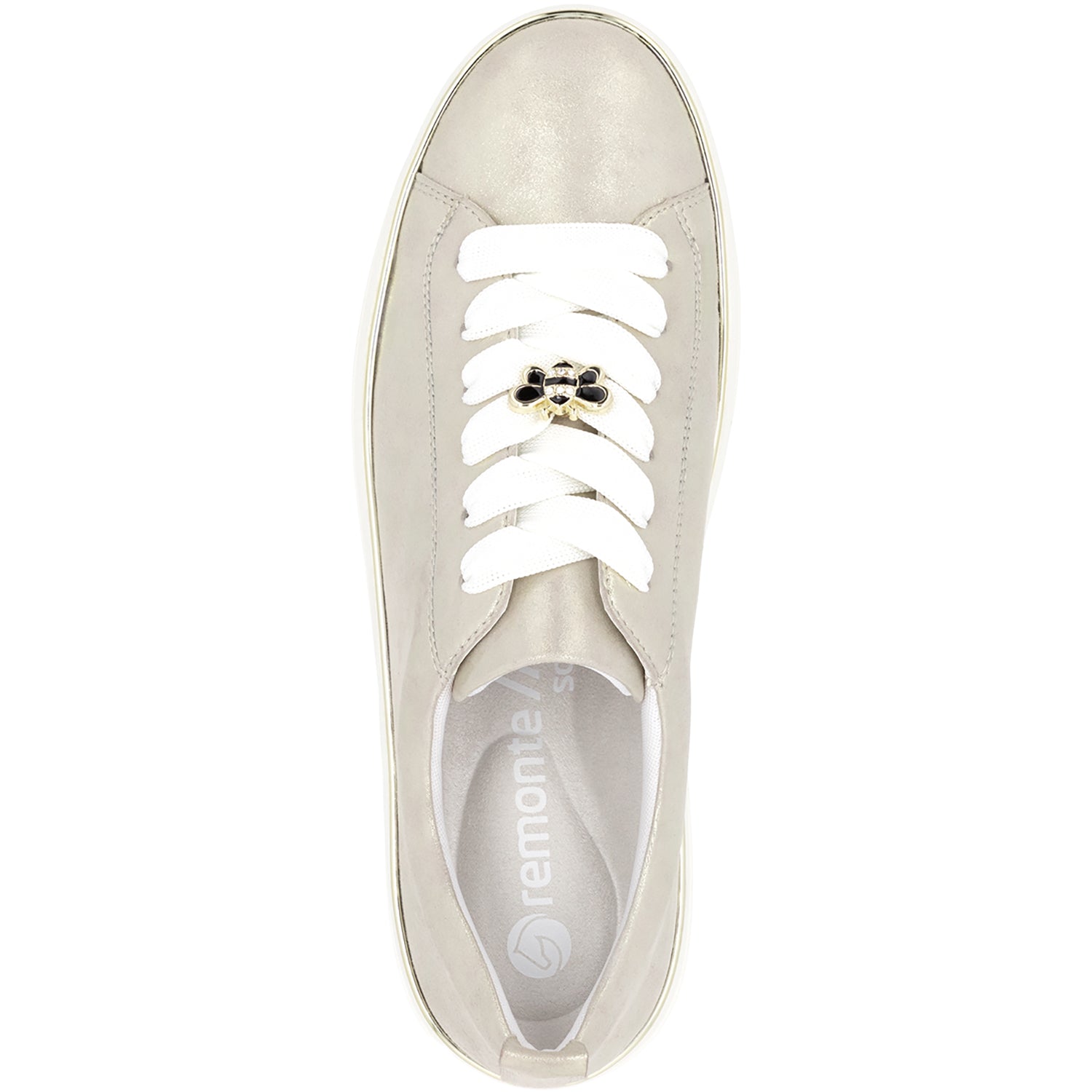 Womens Remonte Remonte D1C03-60 Julika 03 Women's Lace Up Shoes Muschel Leather with Gold Trim Muschel Leather with Gold Trim