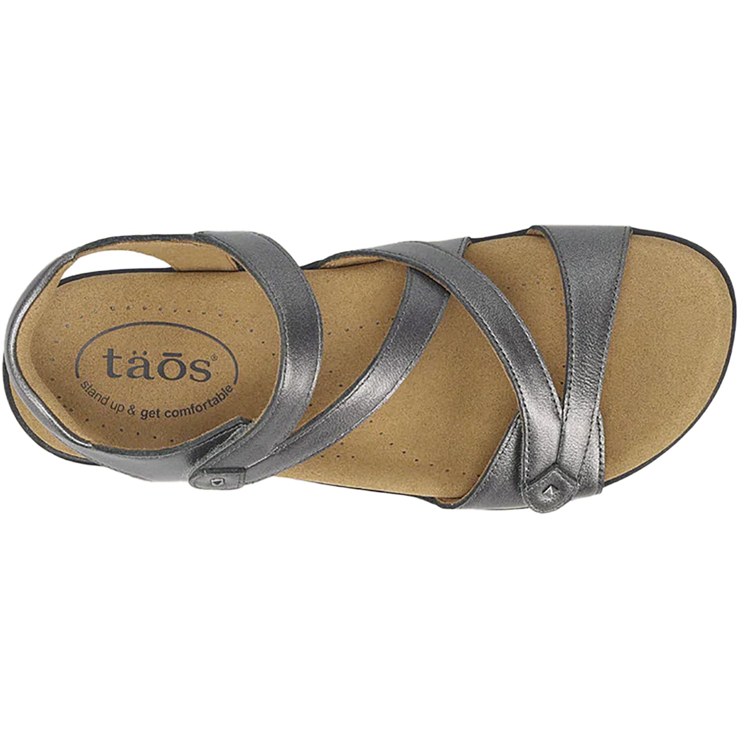 Womens Taos Taos Big Time Women's Ankle Strap Sandals Pewter Leather Pewter Leather