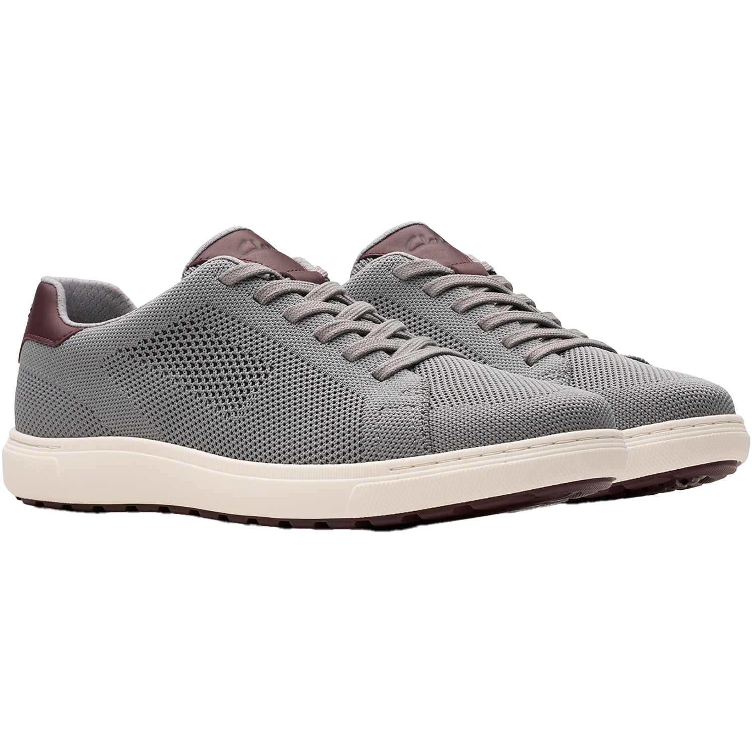Men's Clarks Mapstone Lace Grey Knit – Footwear - Main Image