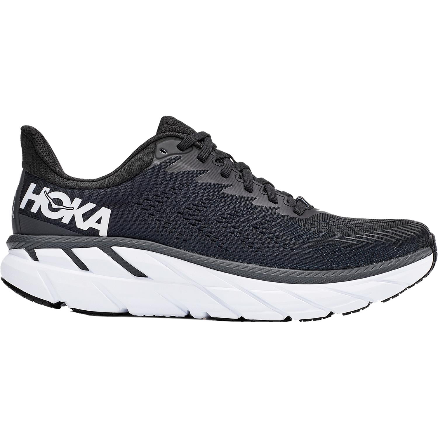 Mens Hoka one one Men's Hoka One One Clifton 7 Black/White Mesh Black/White Mesh