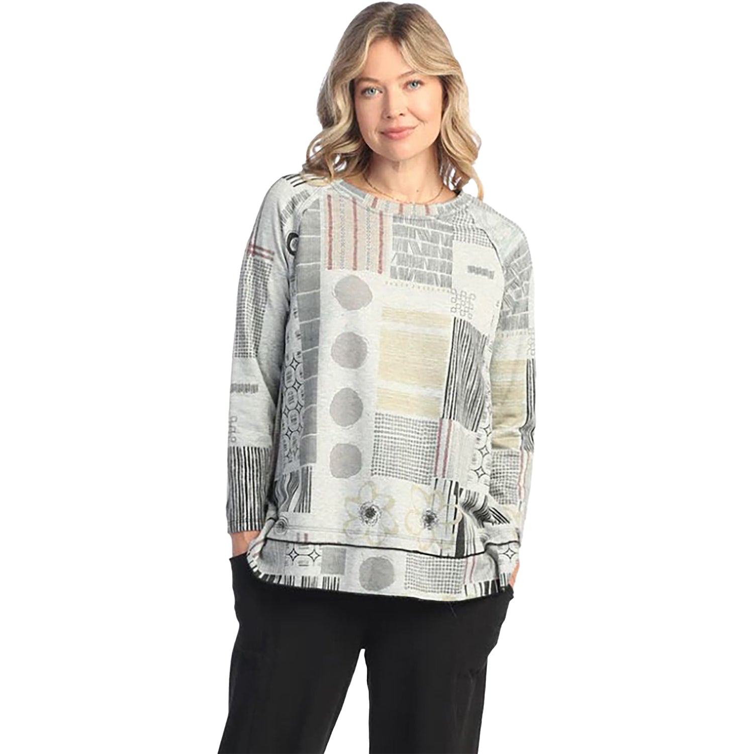 Women's Jess & Jane Raglan Sleeve Tunic Gallery Grey Multi