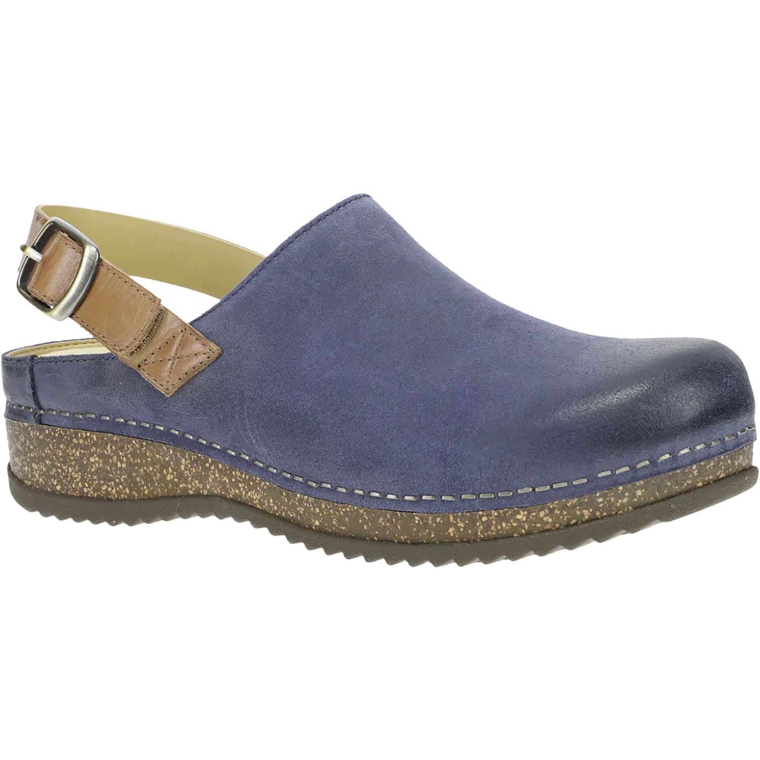 Womens Dansko Dansko Merrin Women's Sling Back Clogs Blue Burnished Suede Blue Burnished Suede