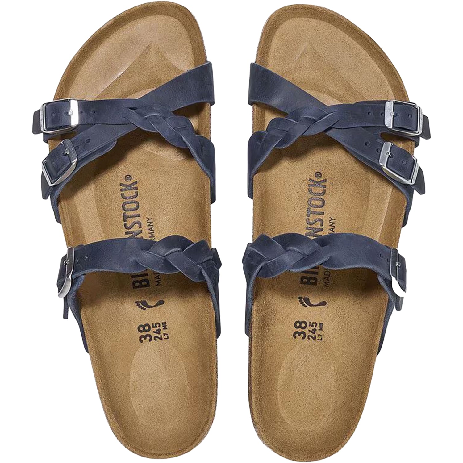 Womens Birkenstock Women's Birkenstock Franca Braid Navy Oiled Leather Navy Oiled Leather
