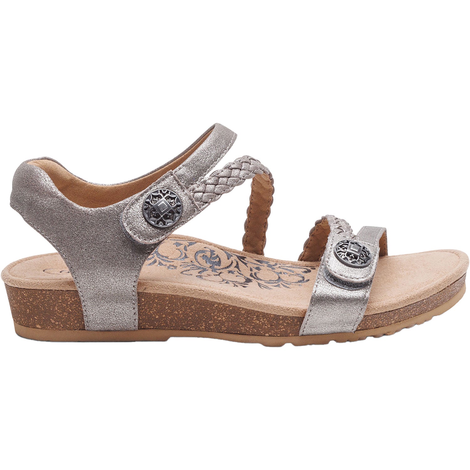 Women's Aetrex Jillian Brushed Silver Leather