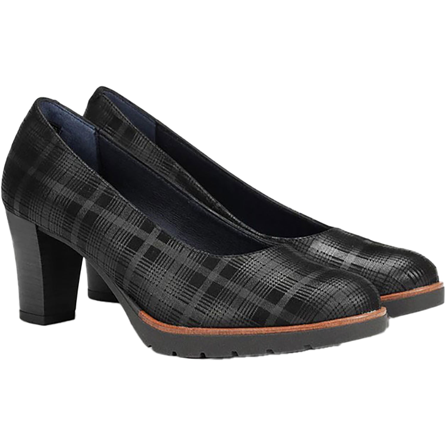 Womens Dorking Women's Dorking Opium D7976 Black Plaid Leather Black Plaid Leather