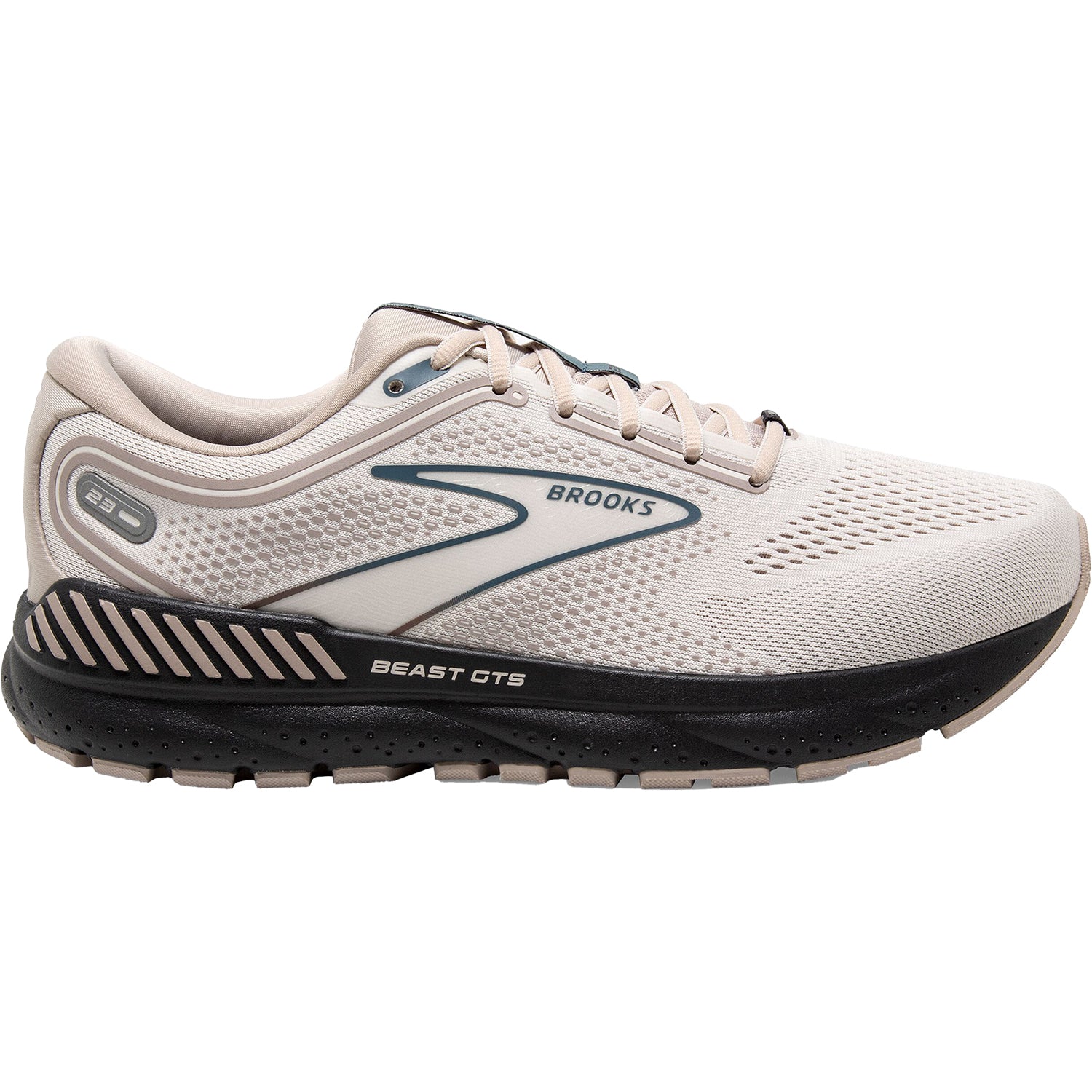 Mens Brooks Brooks Beast GTS 23 Men's Road Running Shoes Chateau Grey/White Sand/Blue Mesh (Stability Support) Chateau Grey/White Sand/Blue Mesh