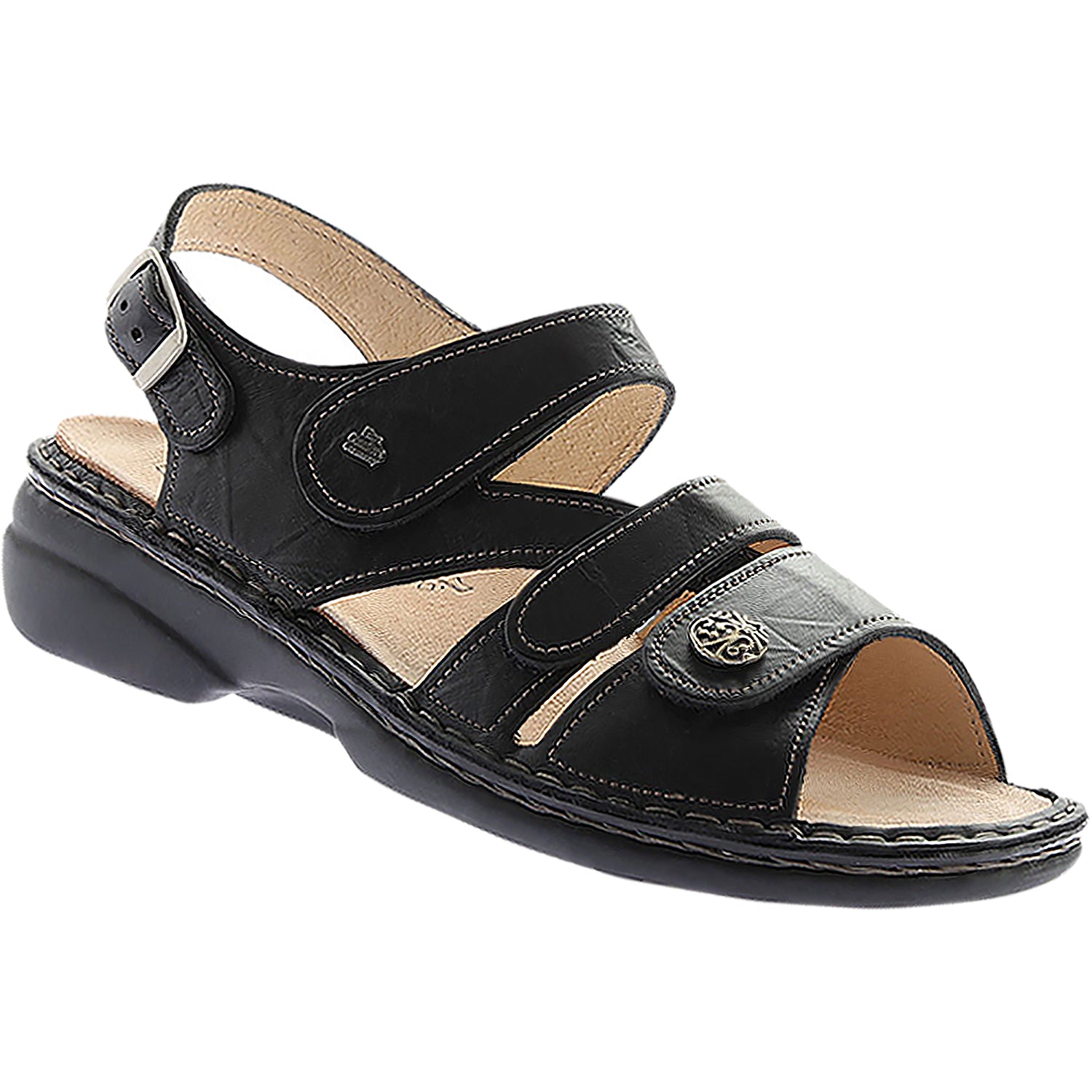 Womens Finn comfort Finn Comfort Gomera Soft Women's Sandals Black Leather Black Leather