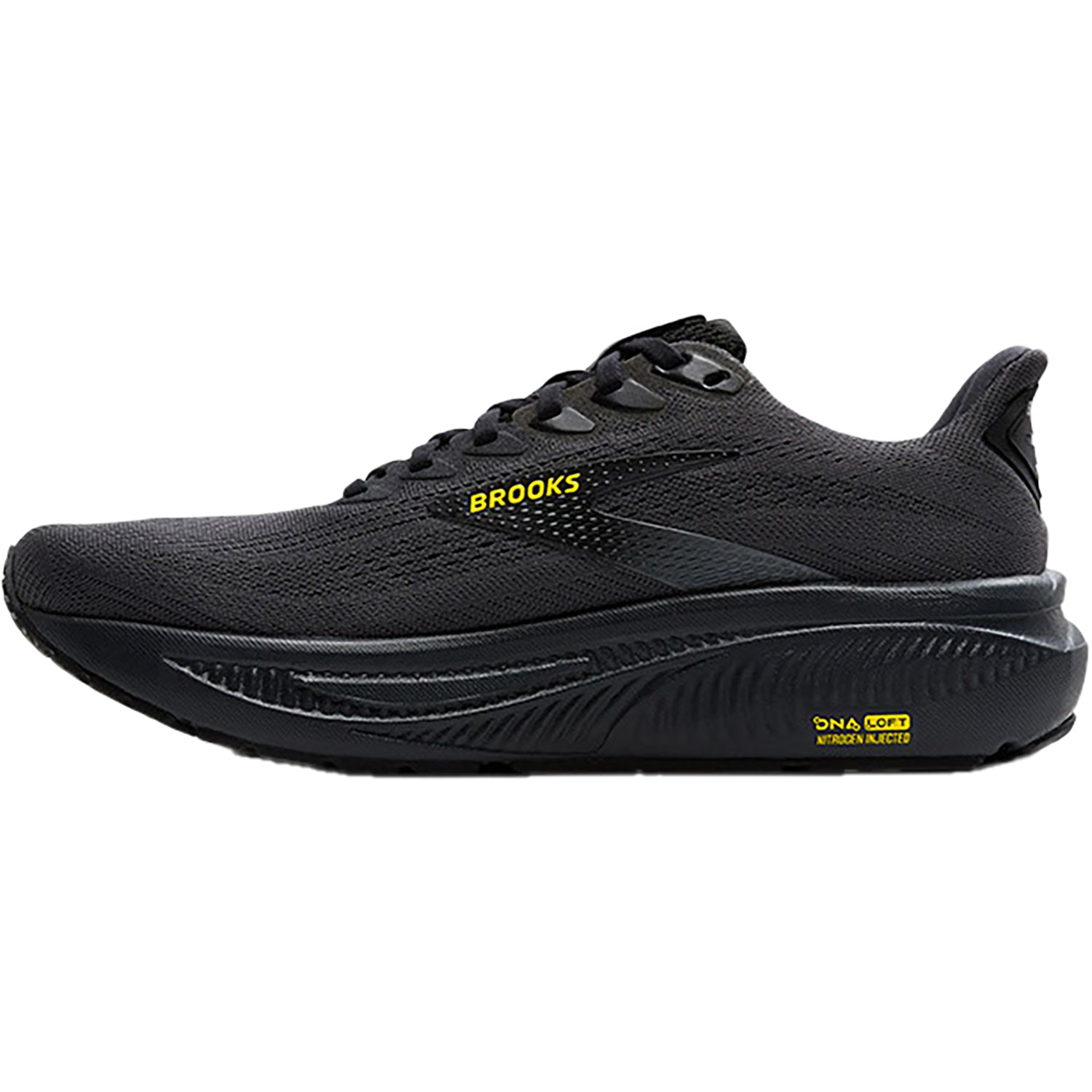 Mens Brooks Brooks Ghost 17 (Neutral Support) Men's Running Shoes Ebony/Black/Yellow Mesh Ebony/Black/Yellow Mesh