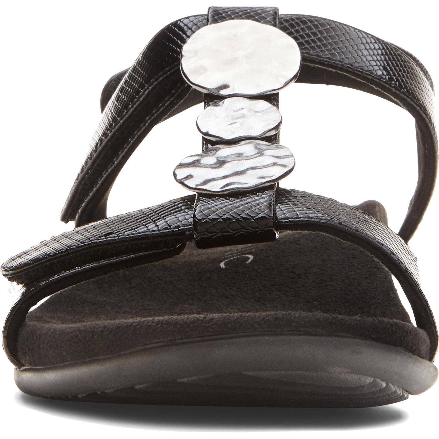 Womens Vionic Vionic Farra Lizard Women's Backstrap Sandals Black Faux Leather Black Faux Leather