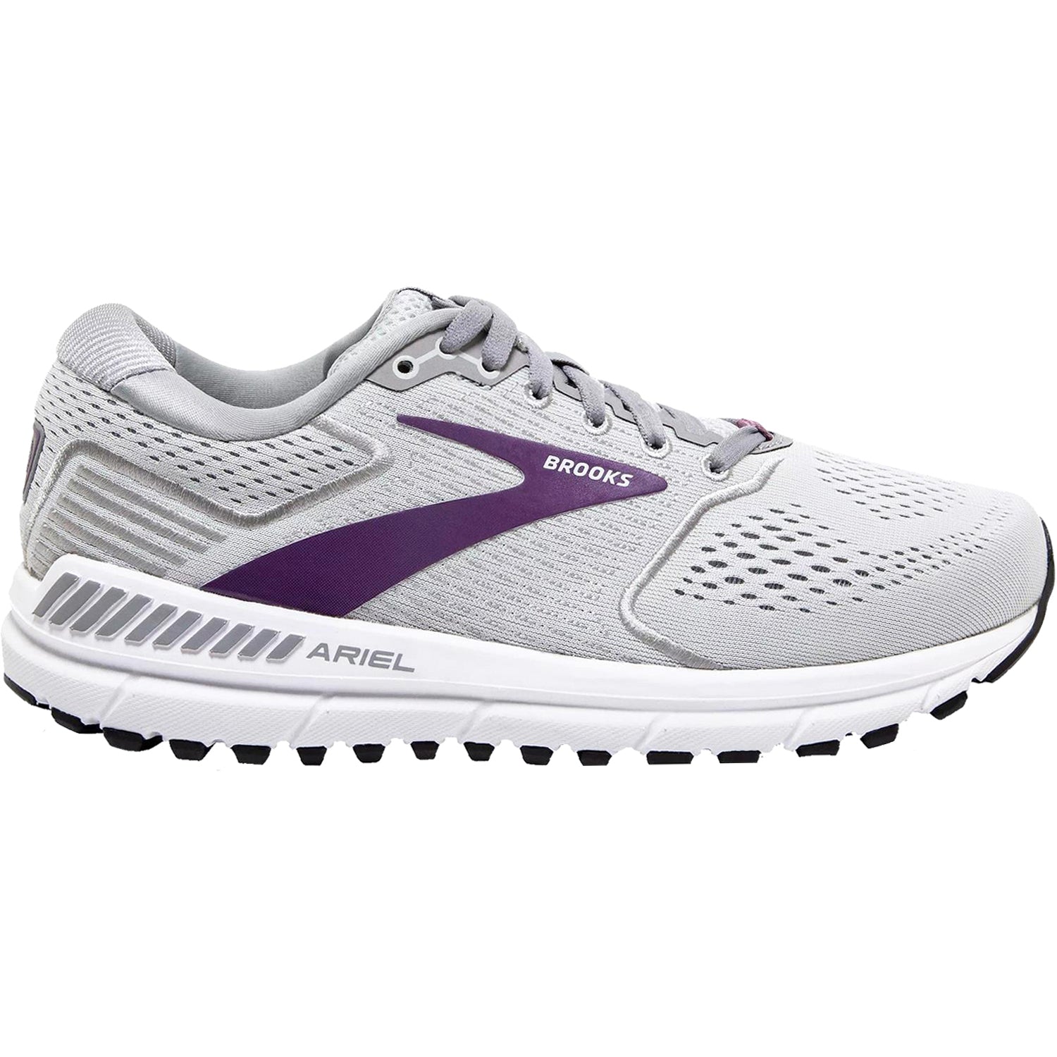 Womens Brooks Brooks Ariel 20 Women's Running Shoes Oyster/Alloy/Grape Mesh Oyster/Alloy/Grape Mesh