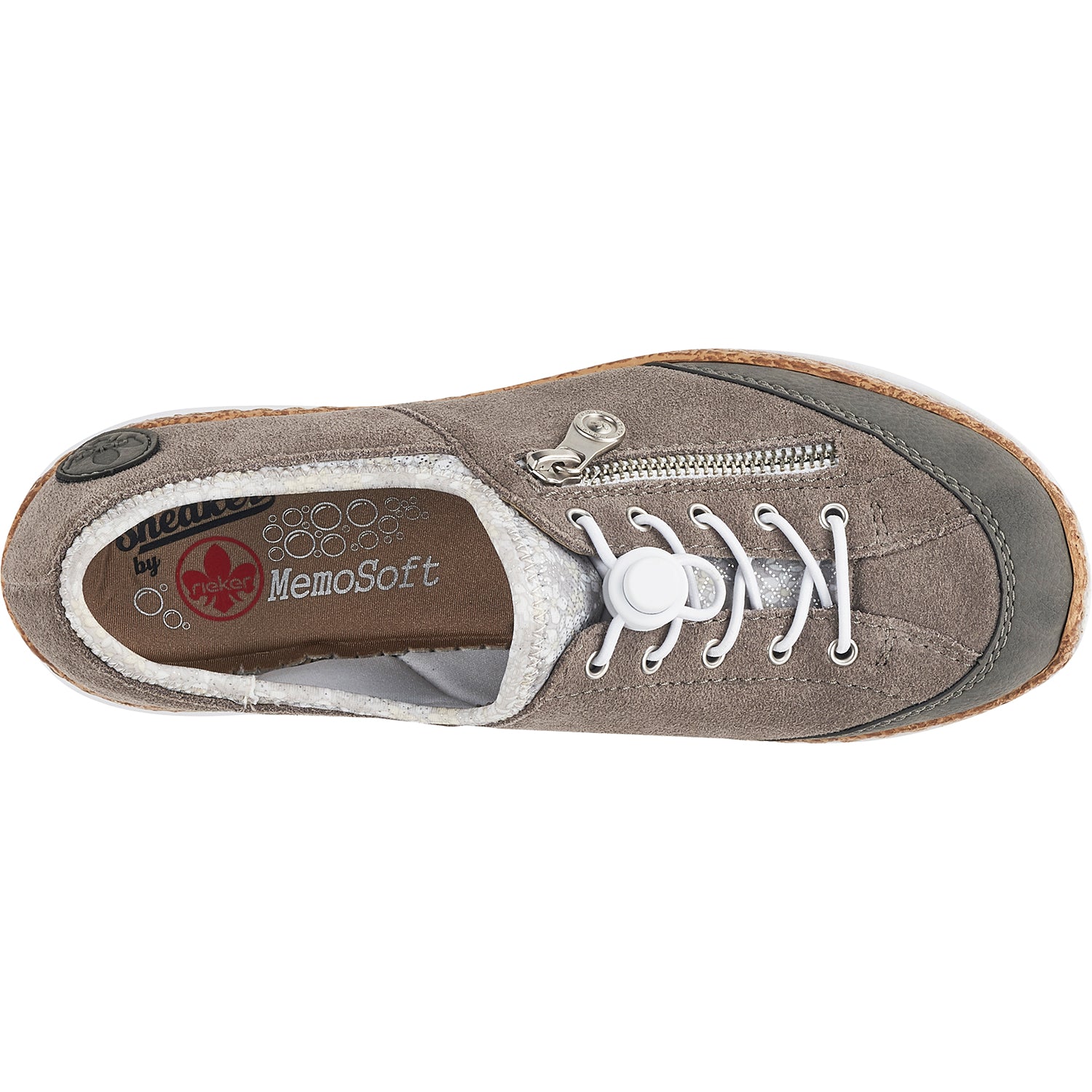 Womens Rieker Rieker N42F1-40 Nikita F1 Women's Sneakers Cement/Dust Silver Suede Cement/Dust Silver Suede