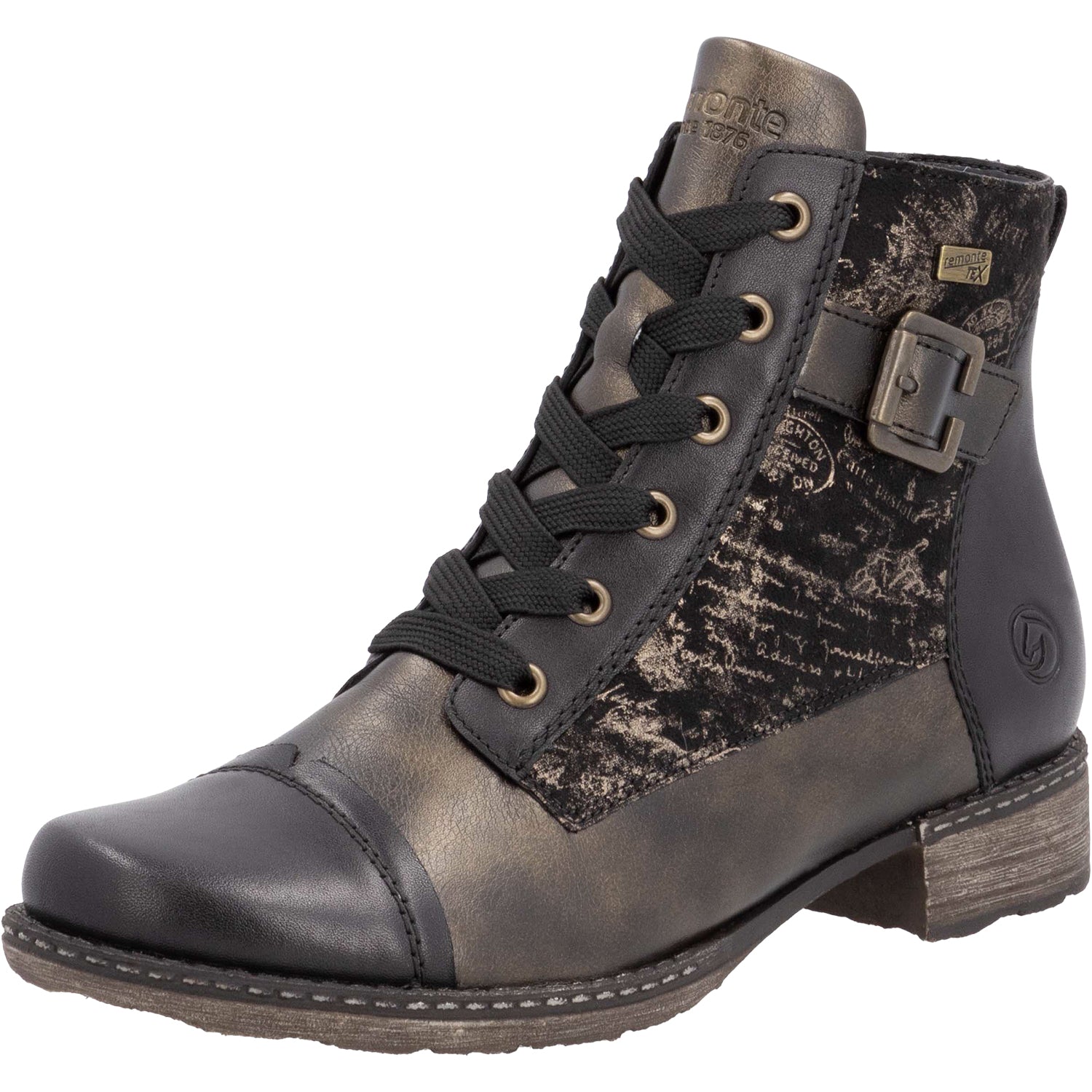 Womens Remonte Remonte D4381-03 Women's Water Resistant Boots Schwarz/Antik/Schwarz Synthetic Schwarz/Antik/Schwarz Synthetic