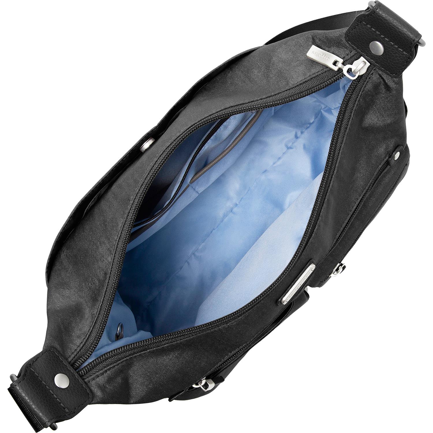 Womens Baggallini Baggallini Anywhere Large Hobo Tote with RFID Phone Wristlet Black Nylon Black Nylon