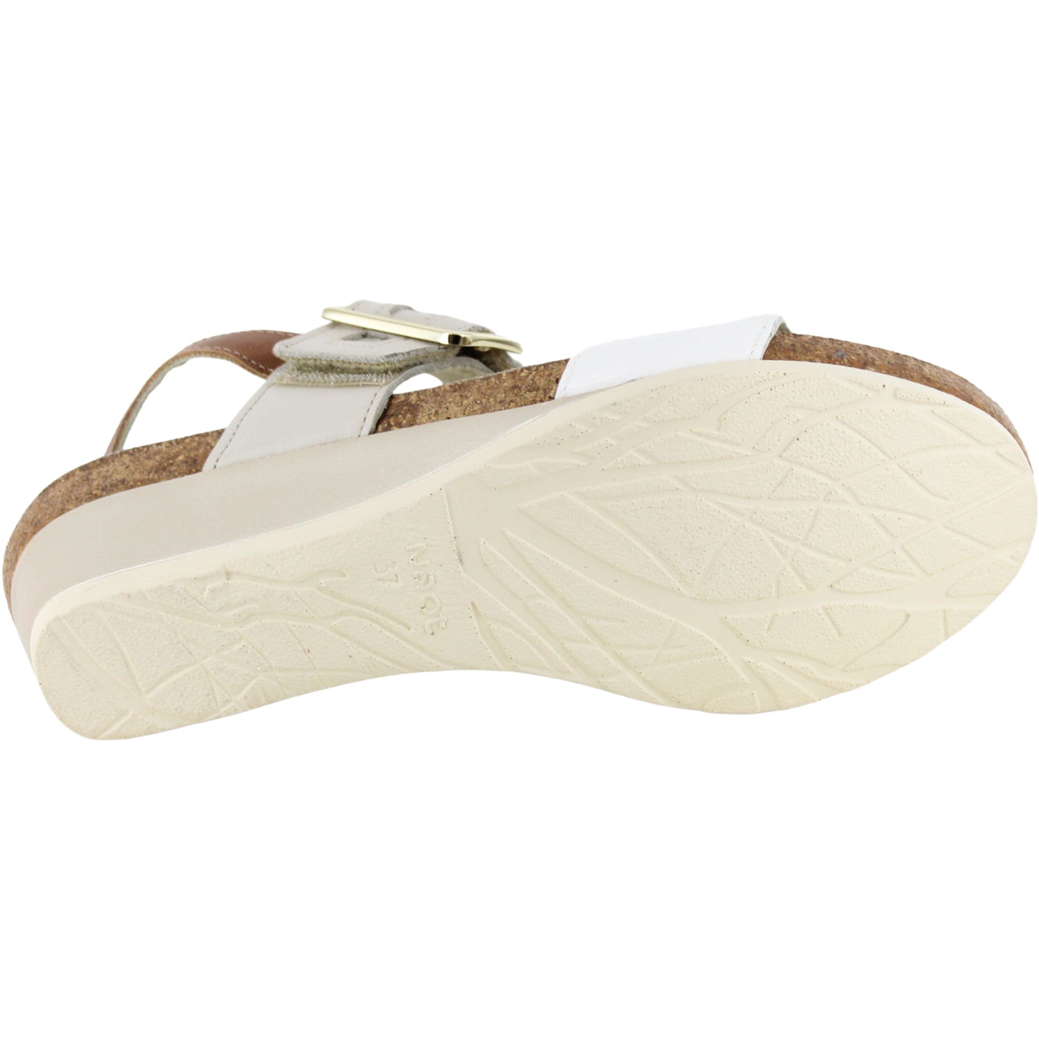 Womens Naot Naot Dynasty Women's Wedge Sandals Porcelain Pearl/Soft Ivory/Latte Leather Porcelain Pearl/Soft Ivory/Latte Leather