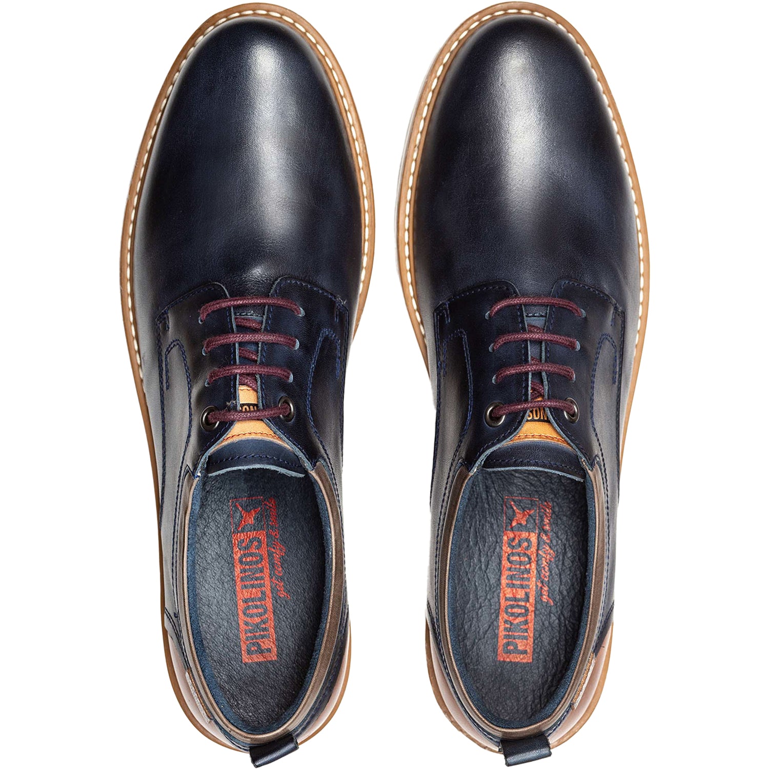Mens Pikolinos Pikolinos Berna M8J-4183 Men's Lace Up Shoes Blue Leather Blue Leather