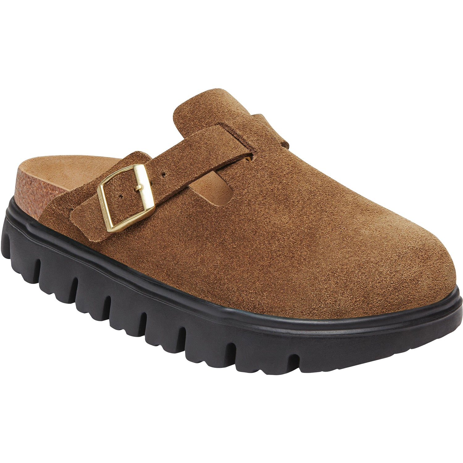 Womens Birkenstock Women's Birkenstock Boston Chunky Dark Tea Suede Dark Tea Suede