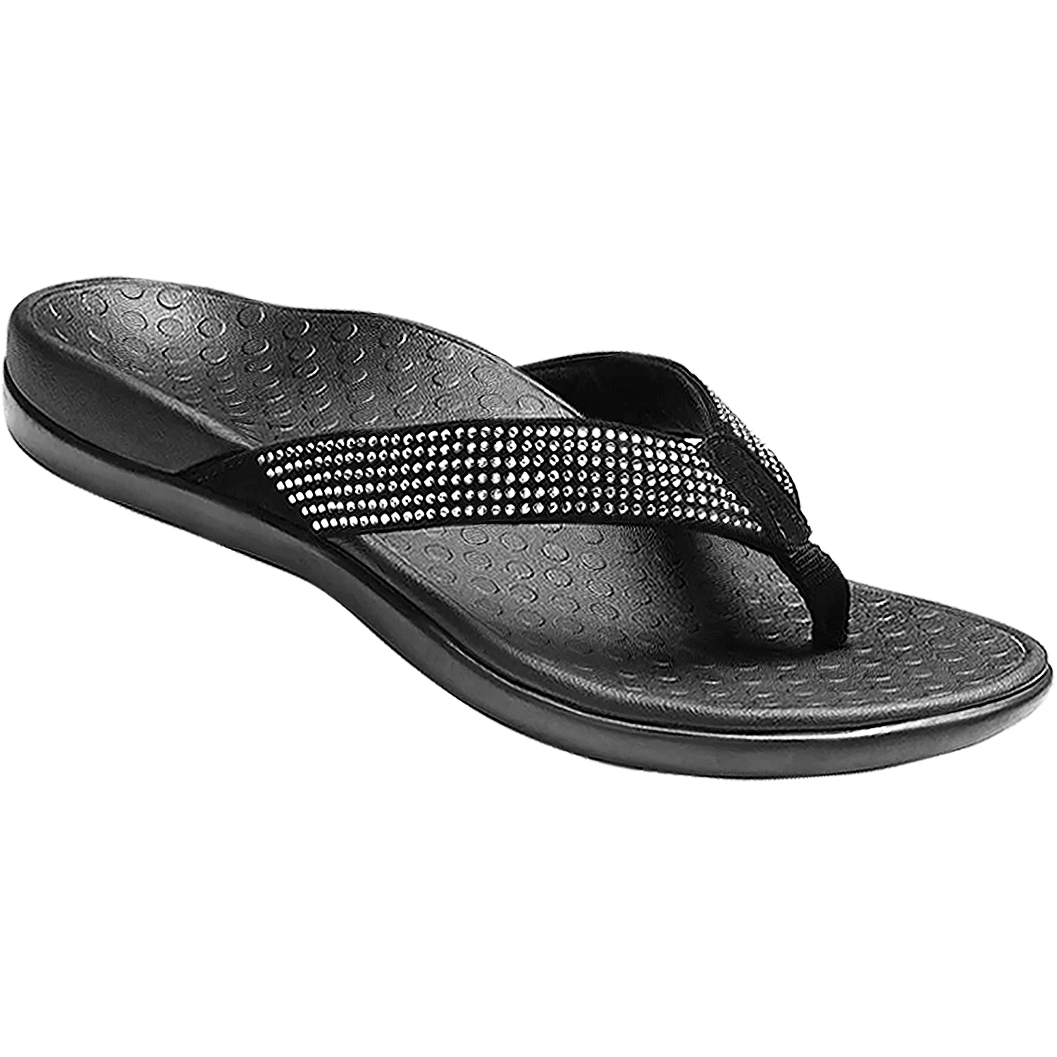 Womens Vionic Women's Vionic Tide Rhinestones Black Suede Black Suede