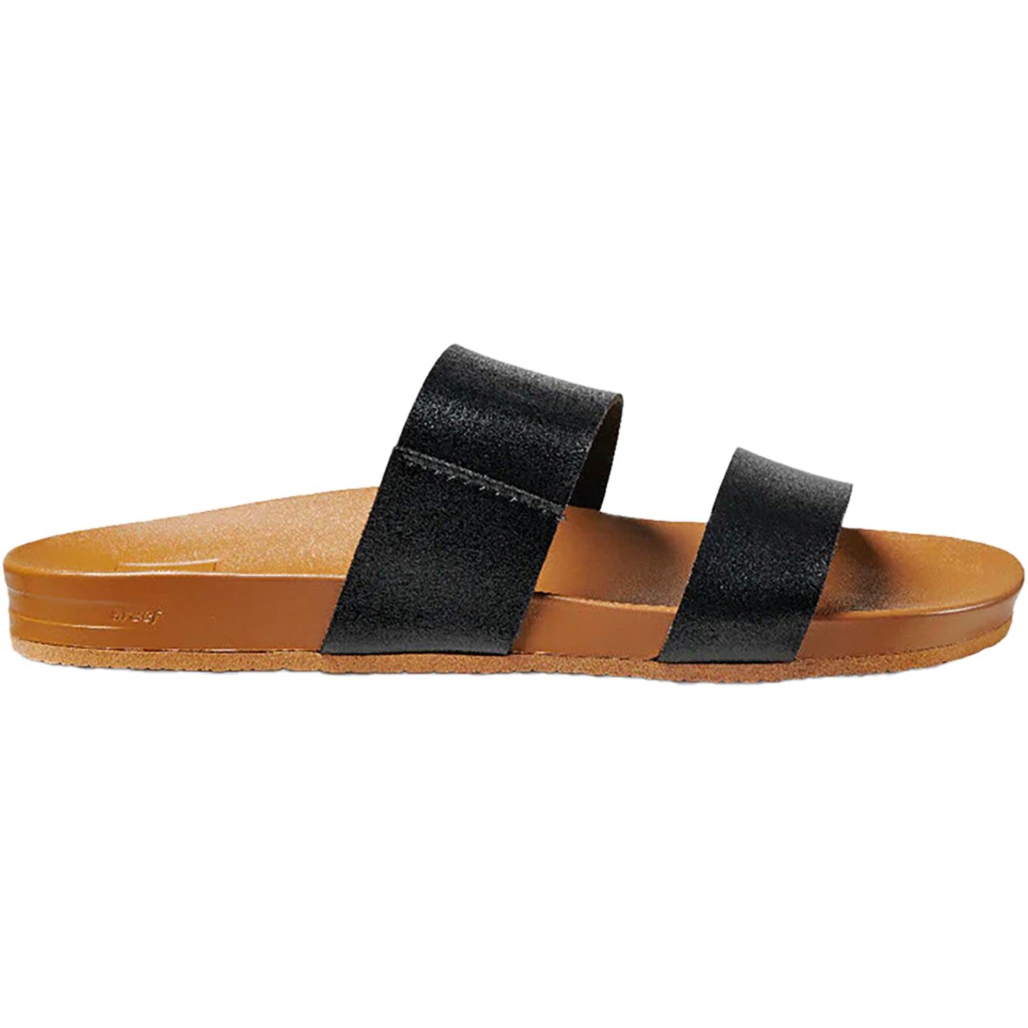 Womens Reef Reef Cushion Vista Women's Slide Sandals Black/Natural Synthetic Black/Natural Synthetic