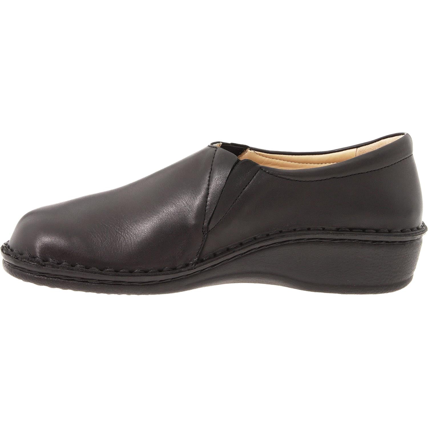 Womens Finn comfort Finn Comfort Newport Women's Slip On Shoes Black Nappa Leather Black Nappa Leather