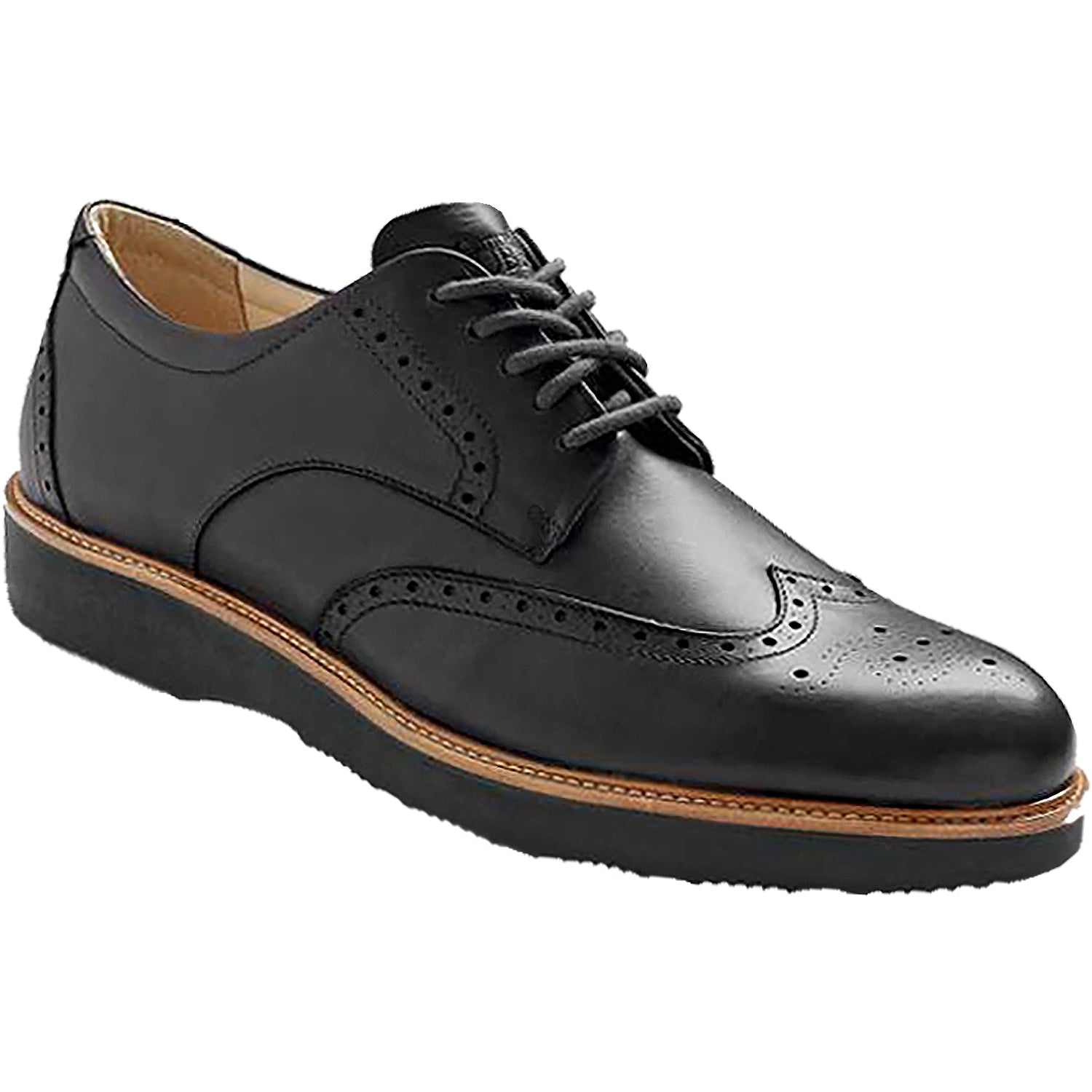 Mens Samuel hubbard Samuel Hubbard Tipping Point Men's Wingtip Shoes Black Leather Black Leather
