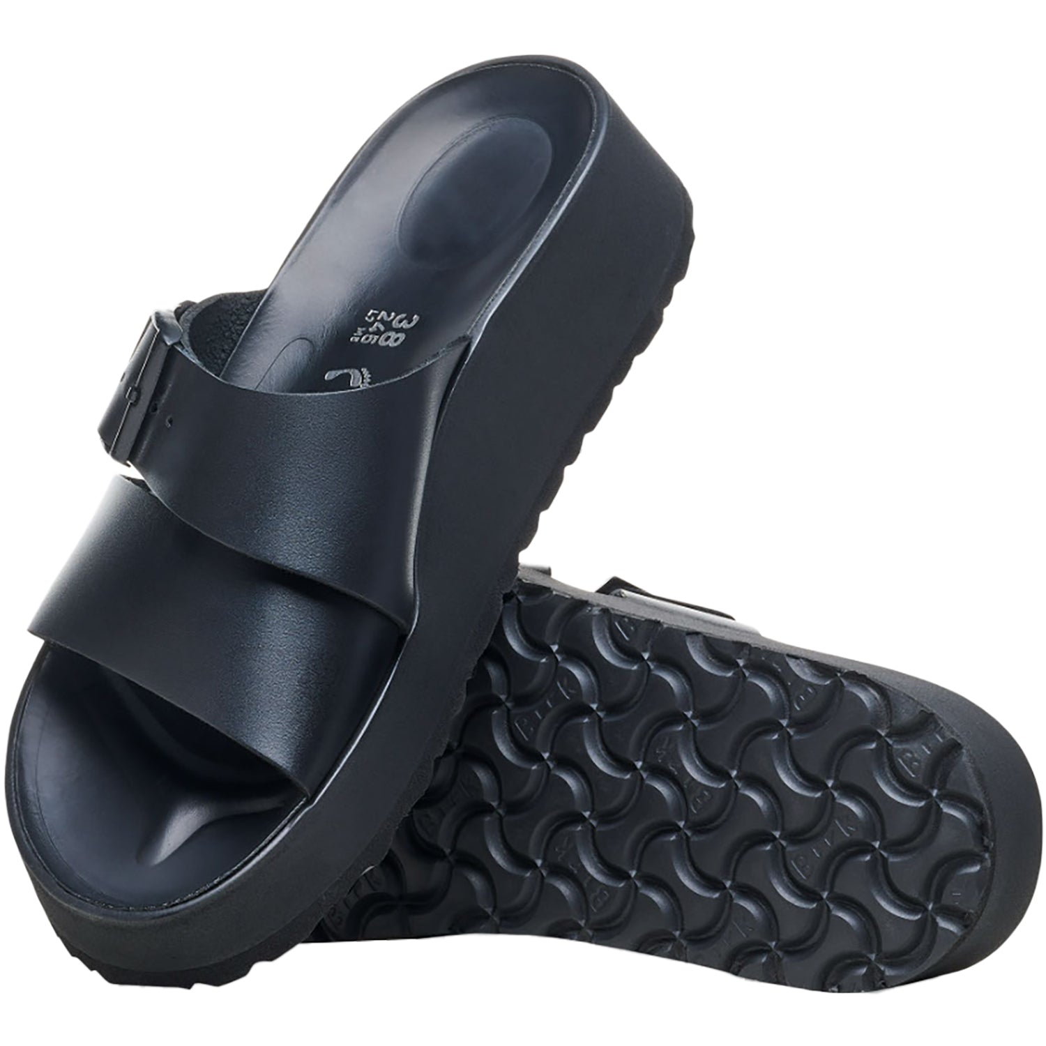 Womens Birkenstock Birkenstock Papillio Almina Women's Wedge Heel Sandals Black Leather Black Leather